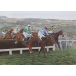 •PAUL HART RACING AT CHELTENHAM Signed, watercolour 39.5 x 56cm.