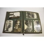 TWO POSTCARD ALBUMS first album including Military (group shots, sporting teams, processions,