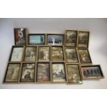 WW1 FRAMED POSTCARDS 3 boxes with approx 55 framed WWI period French postcards, including