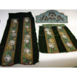 TWO 19THC BEADWORK PANELS two panels with similar designs with green velvet borders, probably from a