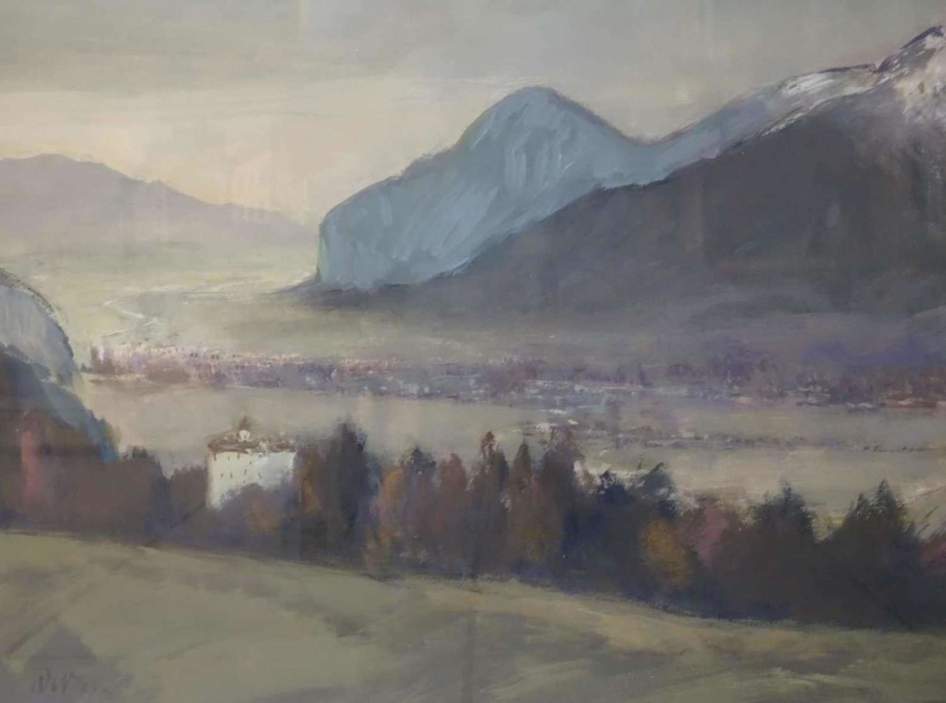 Raimund Wörle (1896-1979), Ölgemälde auf Papier (Öltempera) "Innsbruck", links unten Signatur R - Image 2 of 3