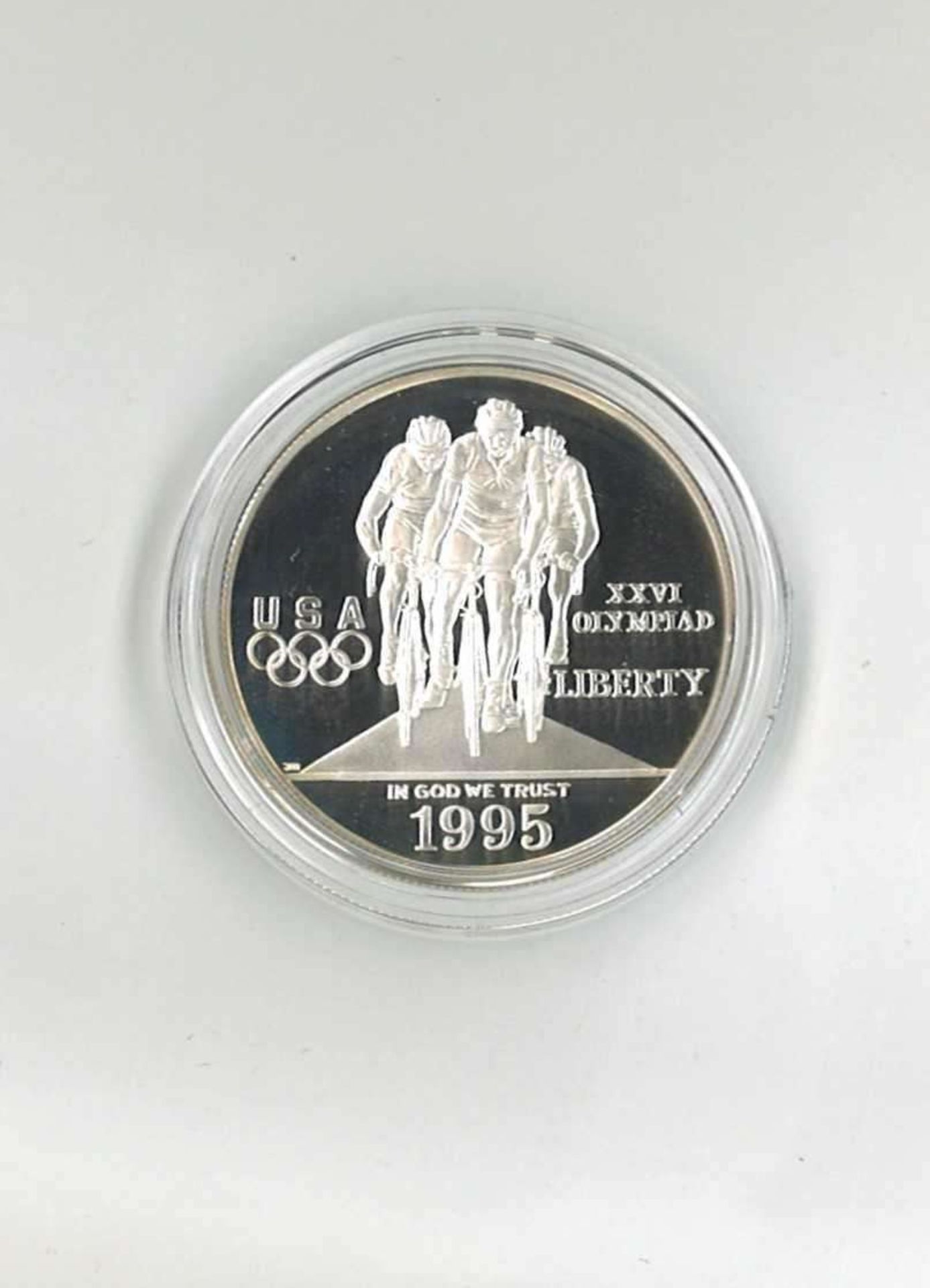 Olympische Spiele USA, 1 Dollar, 900/1000 Silber. Radsport. Mit Zertifikat.Olympic Games USA, $ 1, - Image 2 of 2