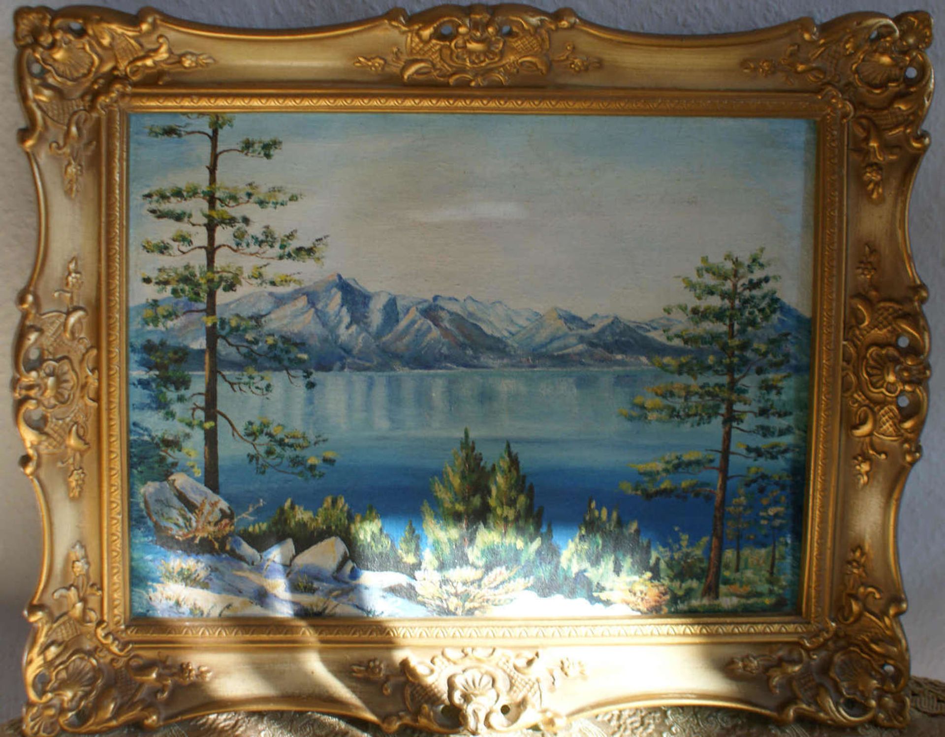 Ölgemälde auf Leinwand Lake Tahoe Californien, gemalt von Ernst Kraft in Wattenheim , in altem Go