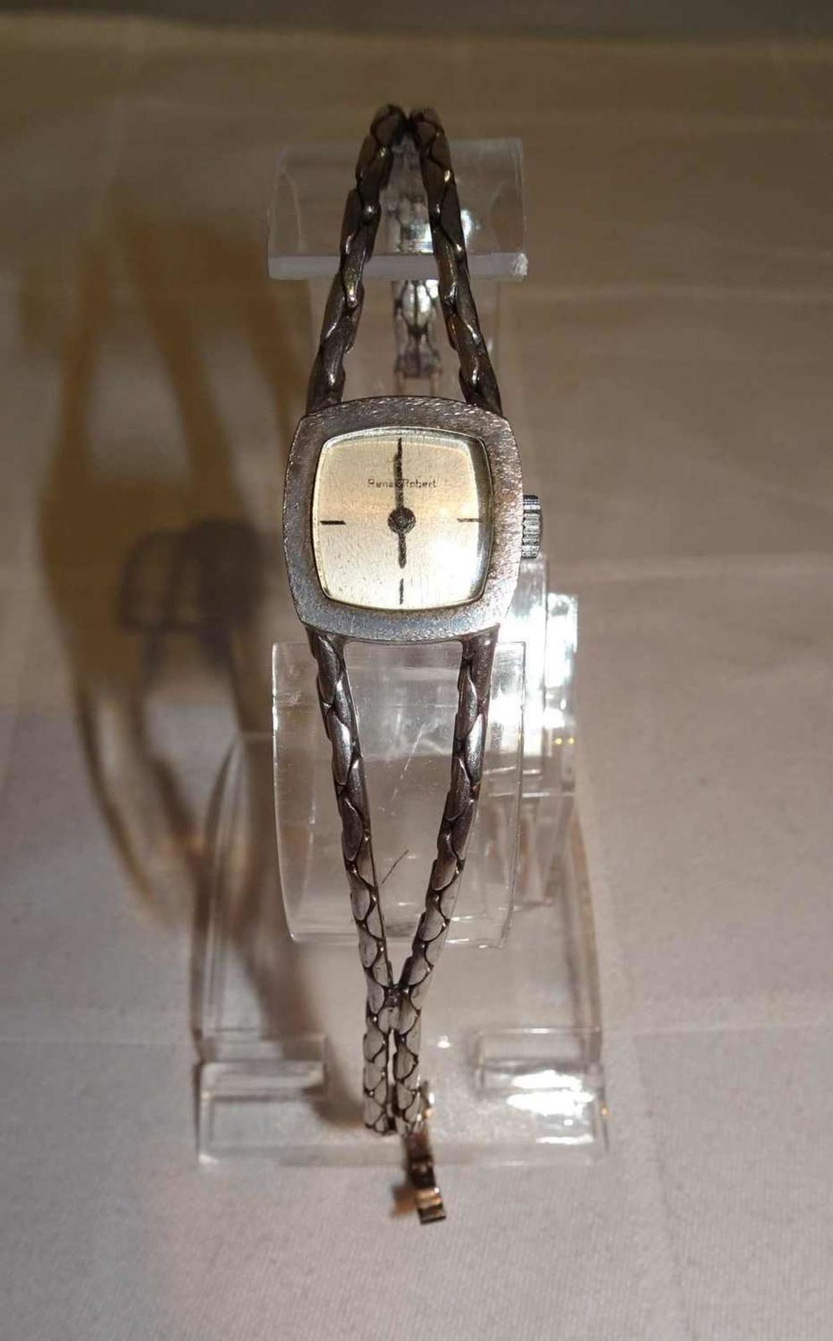 Damenarmbanduhr Renée Robert, mechanisch, Uhr läuft an. 800er Silber. Länge ca. 18 cm. Gewicht c