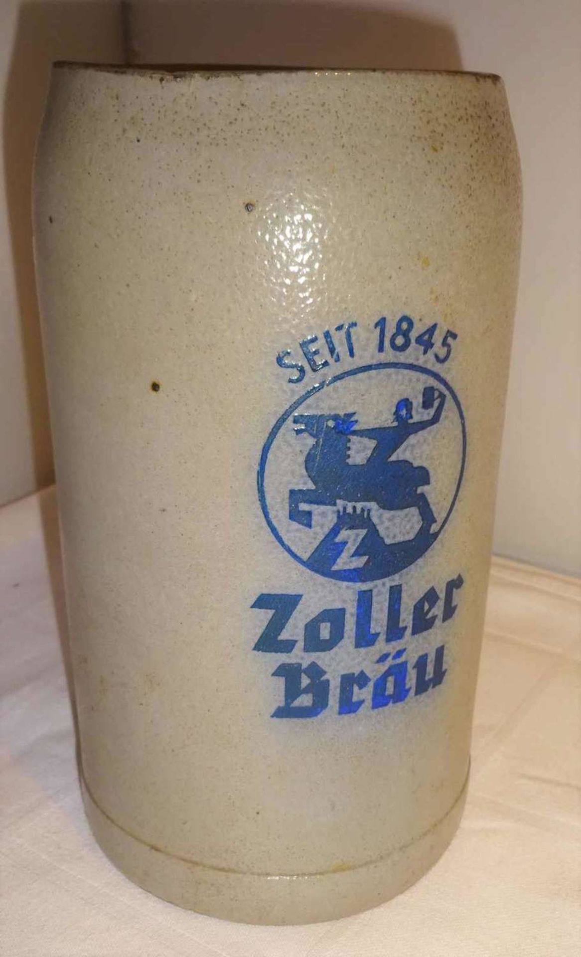 alter Bierkrug "Zoller Bräu", seit 1845. Guter Zustand. Höhe ca. 19 cmold beer mug "Zoller Bräu"