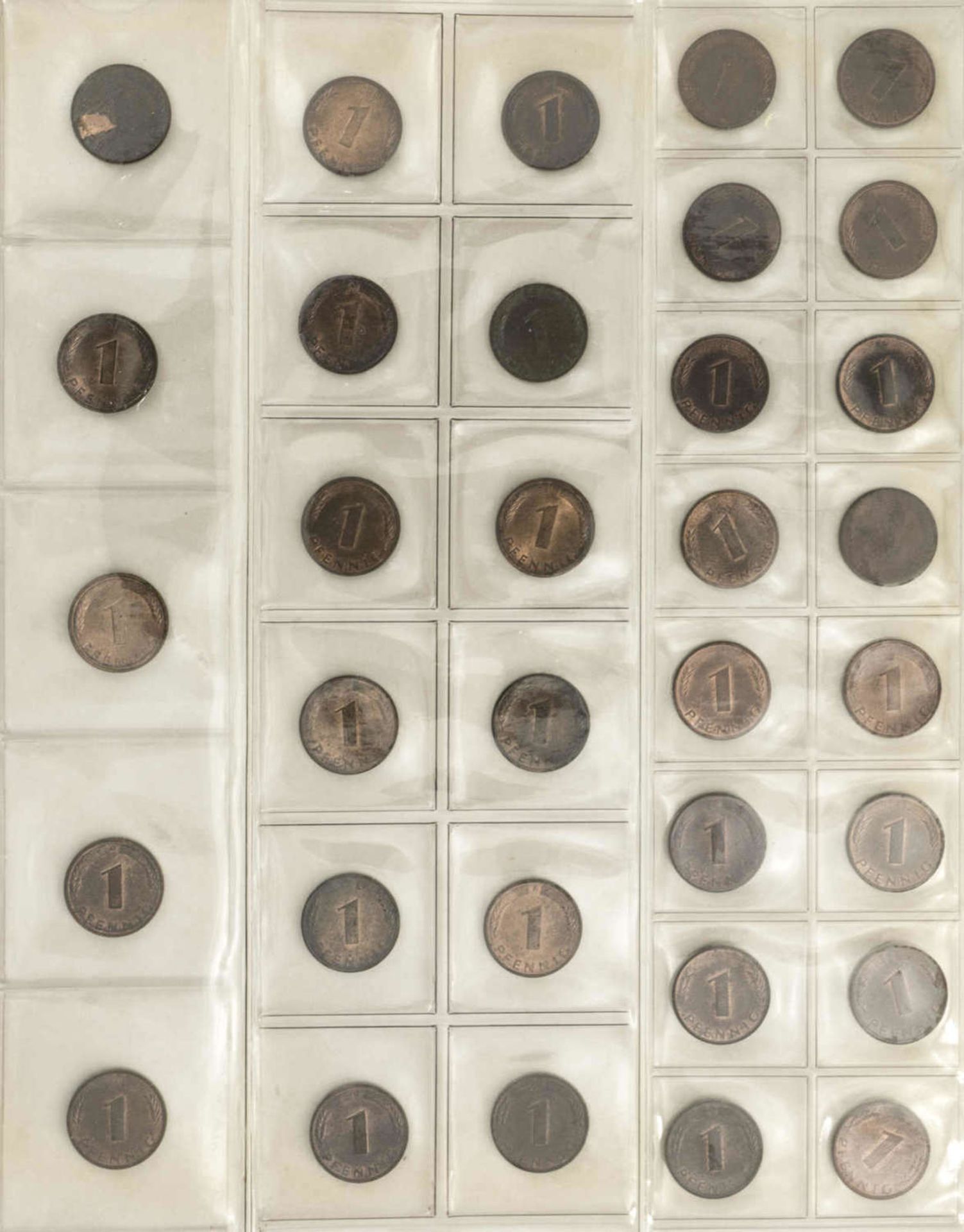 BRD Sammlung 1 Pfennig und 2 Pfennig - Münzen. Dabei: 1 Pfennig: 1948 - 50 DFGJ, 1966 - 85 DFGJ, 1 - Image 5 of 6