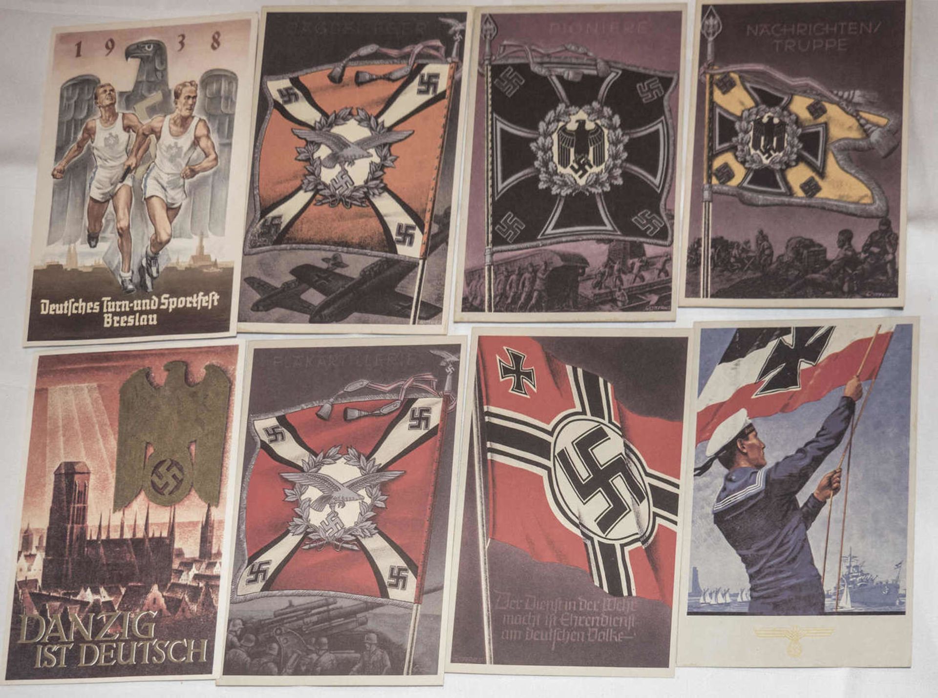 13 Propagandakarten, 3. Reich. Nachdrucke.13 propaganda cards, 3rd Reich. Reprints.