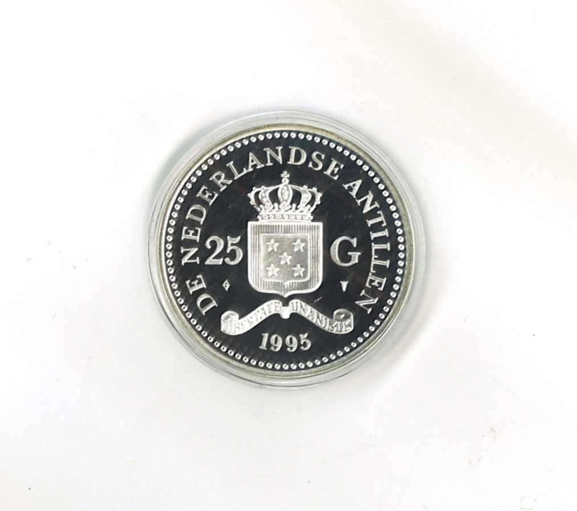Olympische Spiele, Niederländische Antillen, 925/1000 Silber. 25 Gulden, Gewichtheben. Mit Zertifi - Image 2 of 2