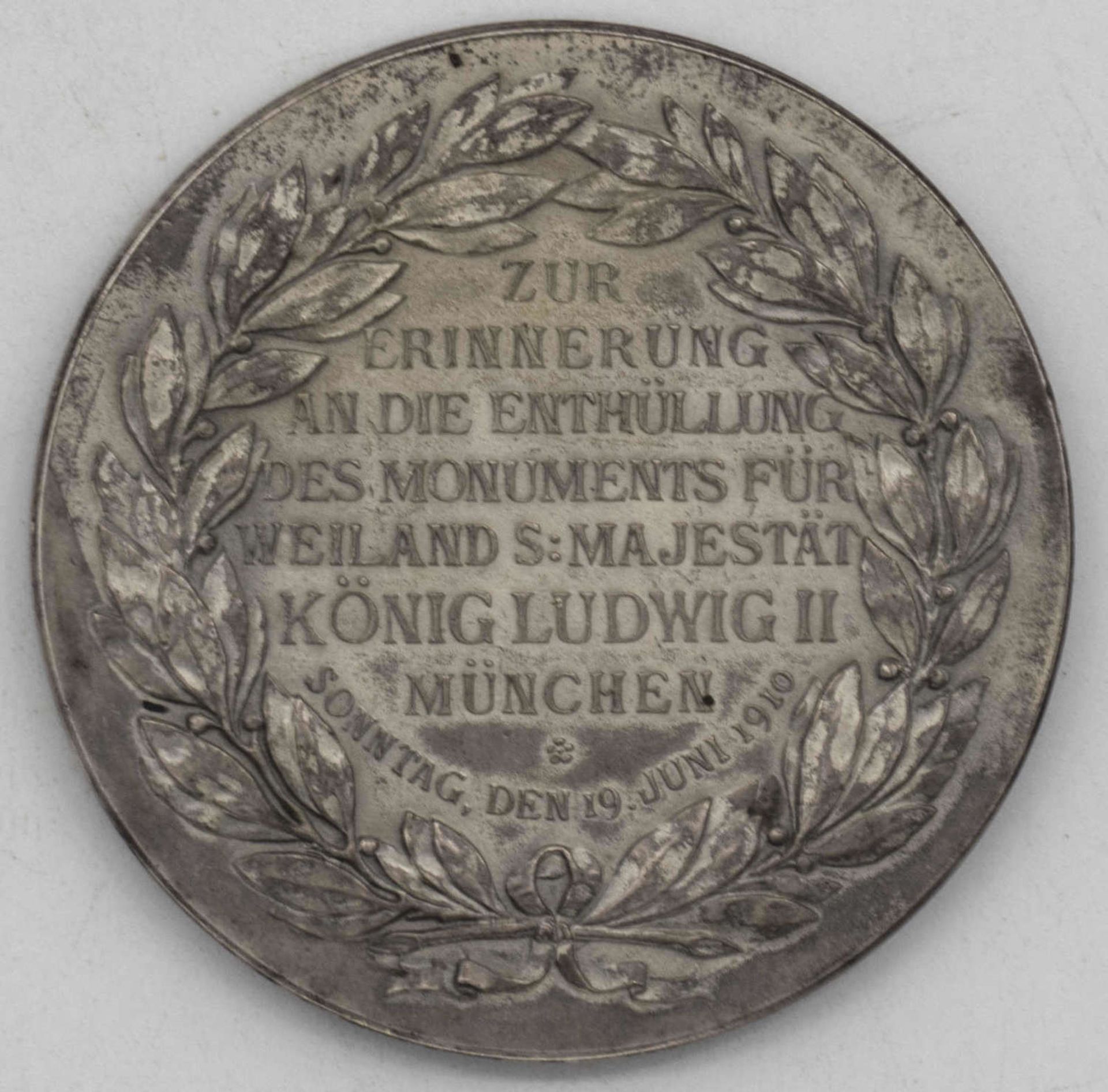 Medaille auf die Enthüllung des Denkmals für König Ludwig II. am 19. Juni 1910.Medal for the unv - Image 2 of 2