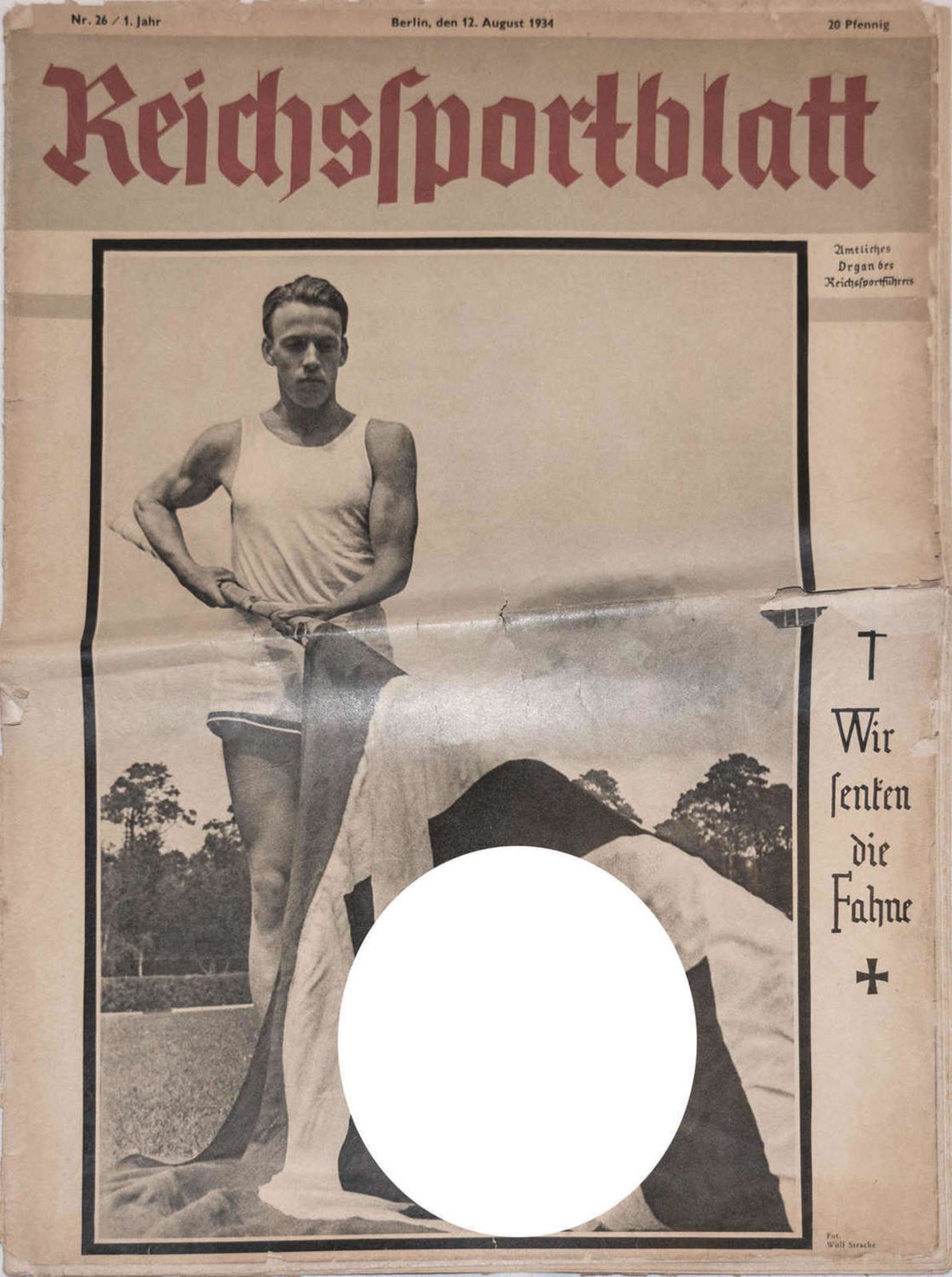 Zeitung Reichssportblatt 1934, etwas gebrauchte Erhaltung.Newspaper Reichssportblatt 1934, somewhat