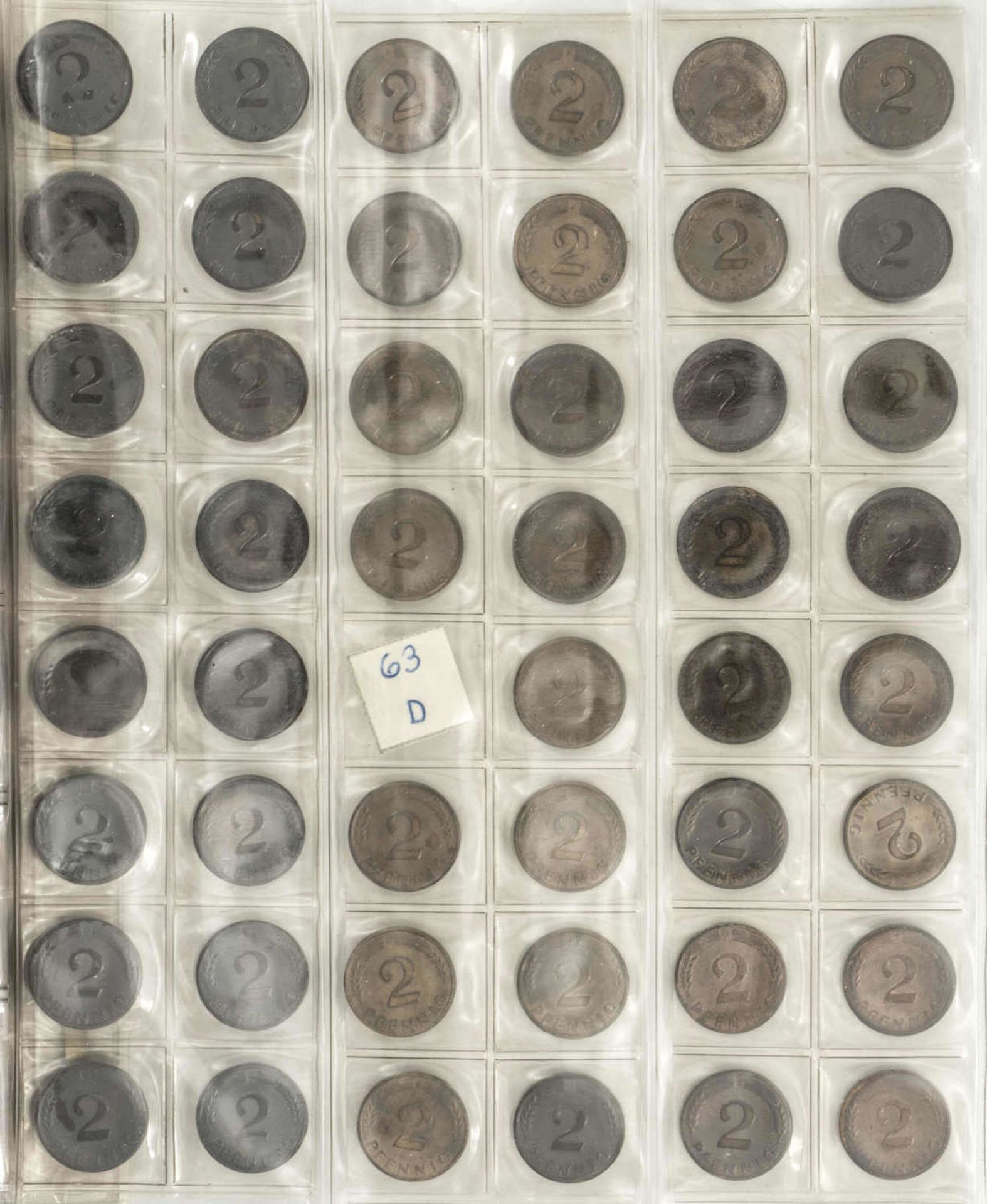 BRD Sammlung 1 Pfennig und 2 Pfennig - Münzen. Überwiegend alle vier Münzprägestätten. Dazu ei - Image 5 of 5