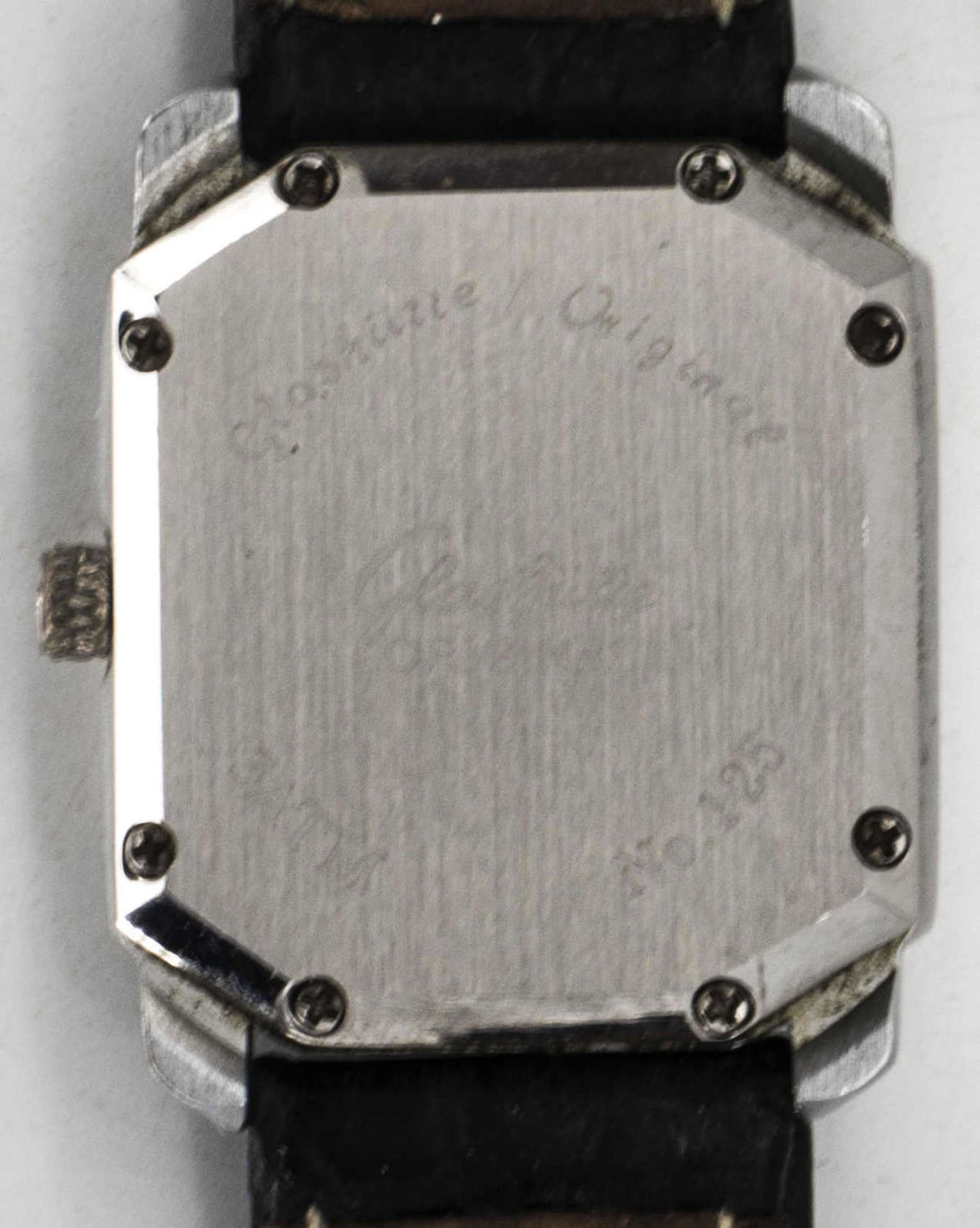 Glashütte original No. 125 Armbanduhr, sichtbare Unruh, schwarzes Zifferblatt, Krokodil - Lederarm - Bild 2 aus 2