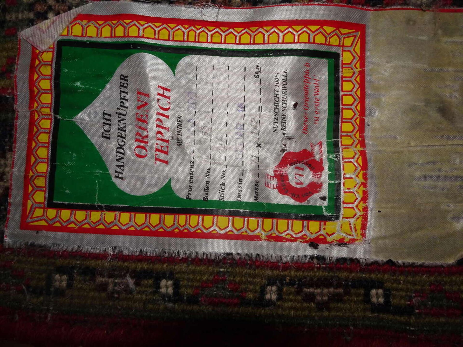 kleiner Orientteppich, handgeknüpft, Indien Provinz Ganga. Guter Zustand. Maße: Länge ca. 140 cm - Bild 3 aus 3