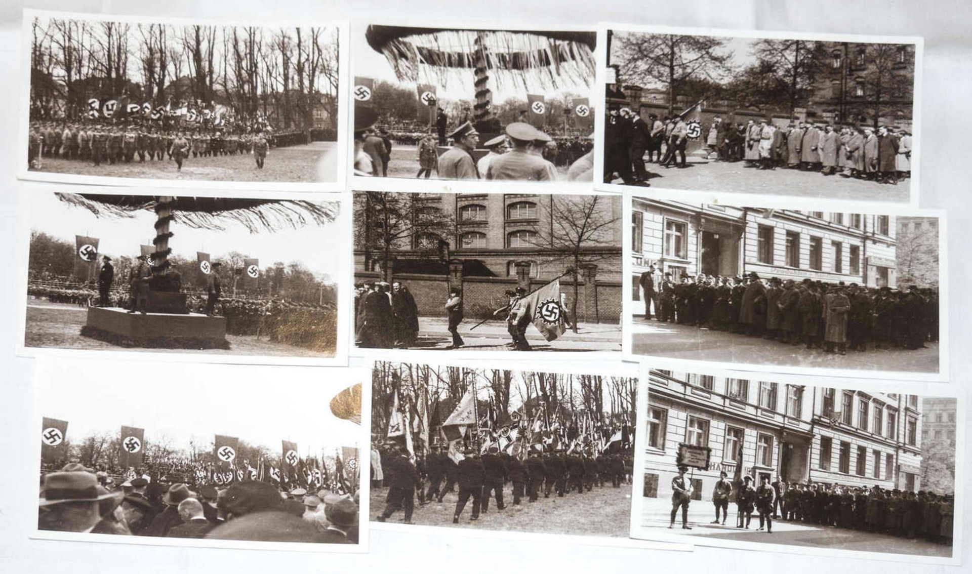 17 Postkarten Mai - Kundgebung 1933, SA Schultheiss. Brauerei Berlin, wohl Nachdrucke.17 postcards