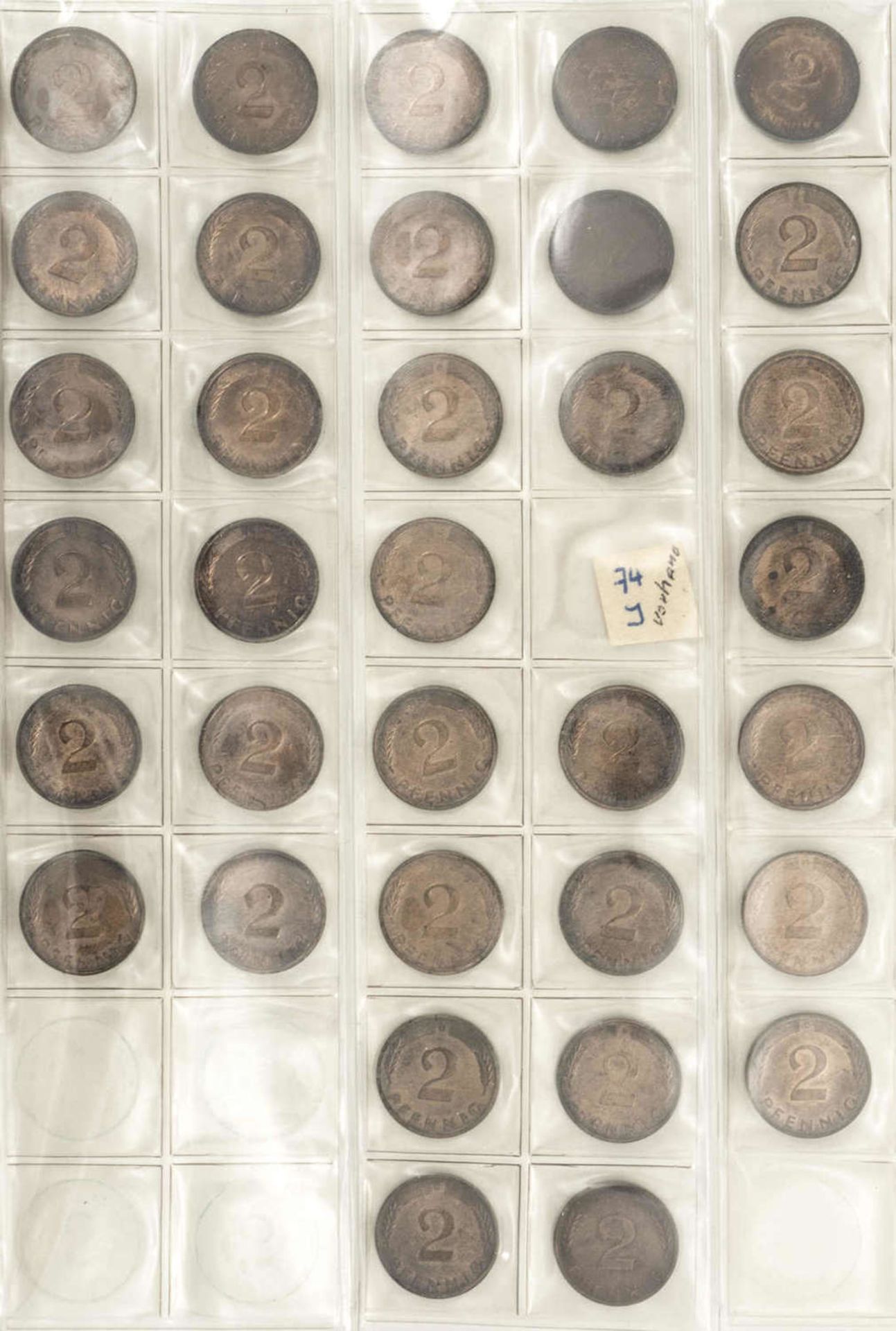 BRD Sammlung 1 Pfennig und 2 Pfennig - Münzen. Überwiegend alle vier Münzprägestätten. Dazu ei - Image 2 of 5