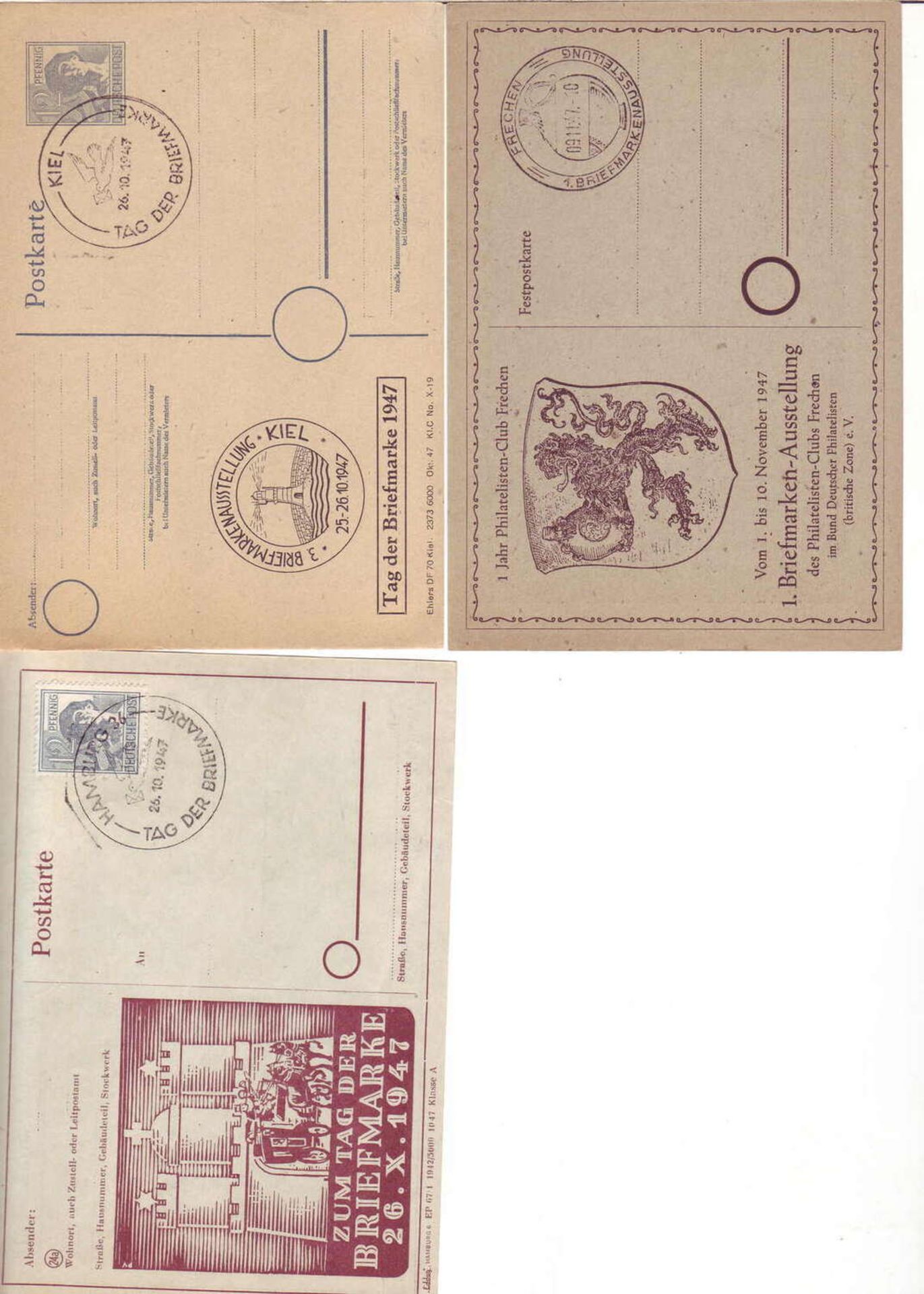 Alliierte Besetzung 1945/49, 7 verschiedenen Belege zum Thema Briefmarke. Nicht gelaufen.Allied occ - Image 2 of 2