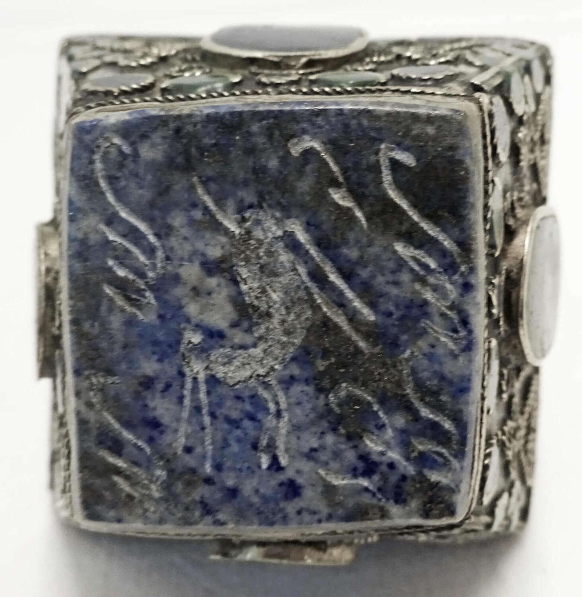 Handpetschaft um 1720!! Persien, mit Lapislazuli, Chrysopasen und Silber. Sehr ausgefallenes massiv - Image 7 of 7