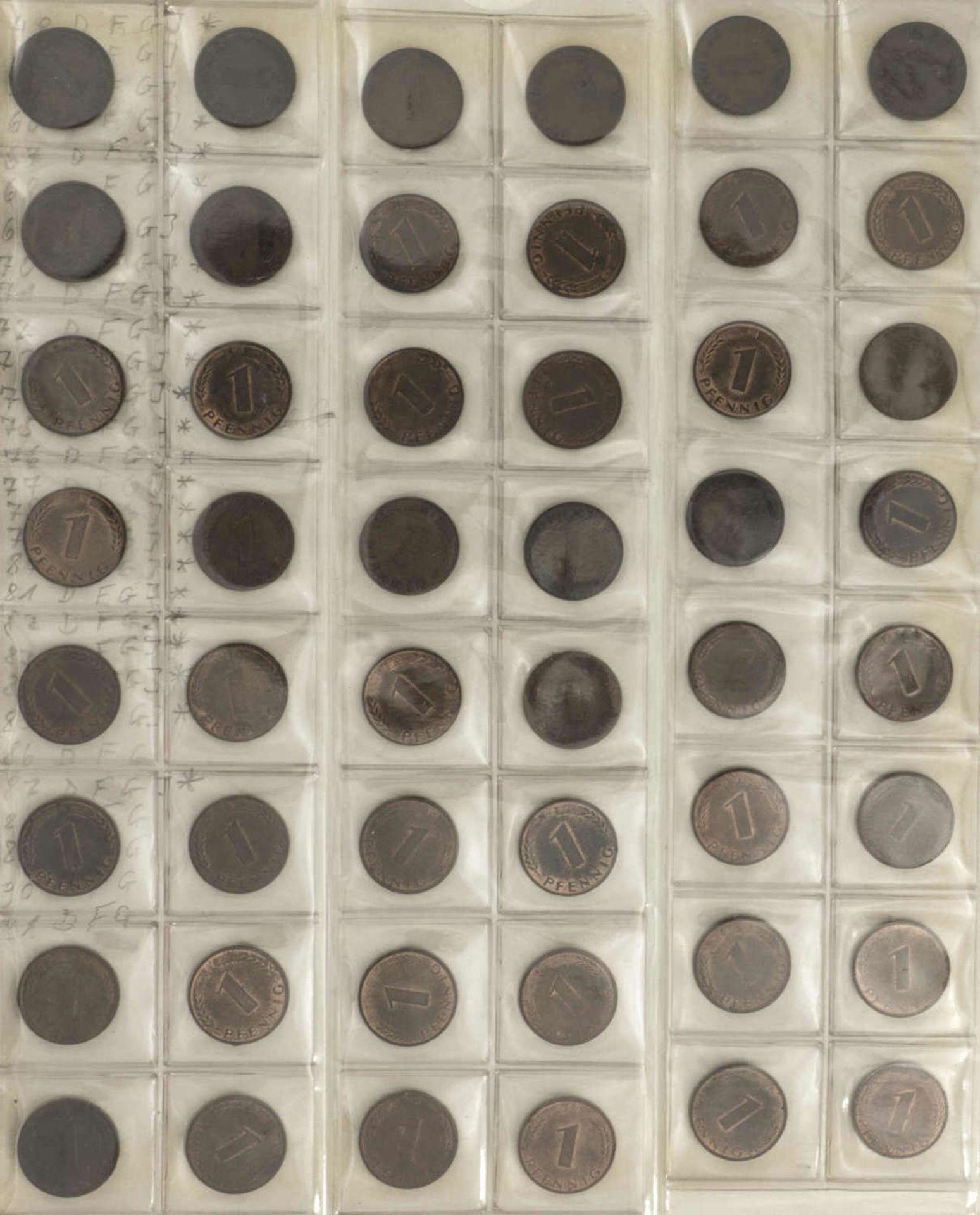BRD Sammlung 1 Pfennig und 2 Pfennig - Münzen. Dabei: 1 Pfennig: 1948 - 50 DFGJ, 1966 - 85 DFGJ, 1 - Image 4 of 6
