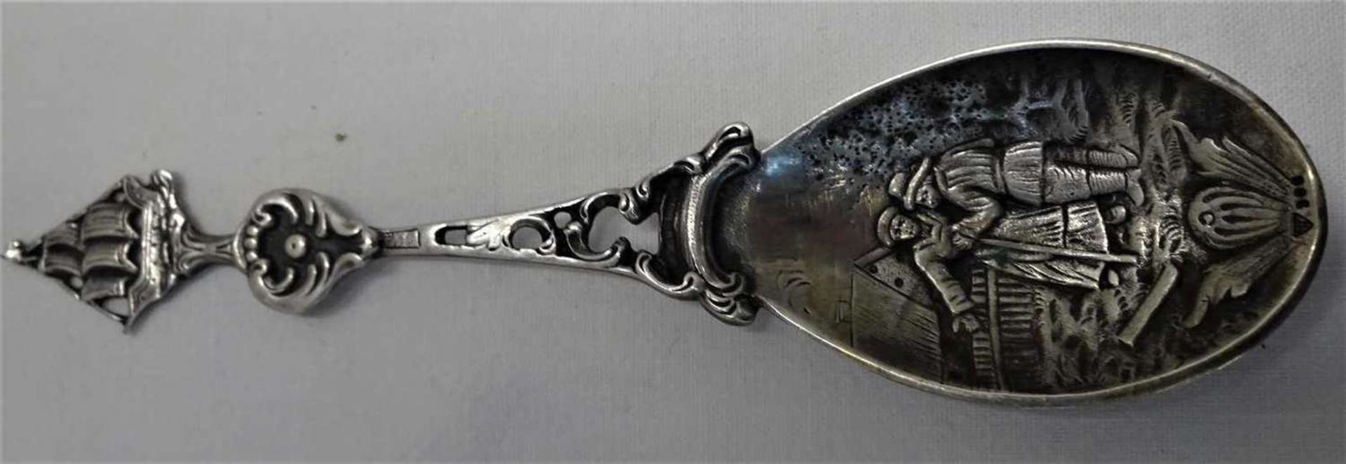 Silber Zierlöffel, 19. Jhrdt., Silberpunze 800 HF, Länge ca. 15 cmSilver decorative spoon, 19th c