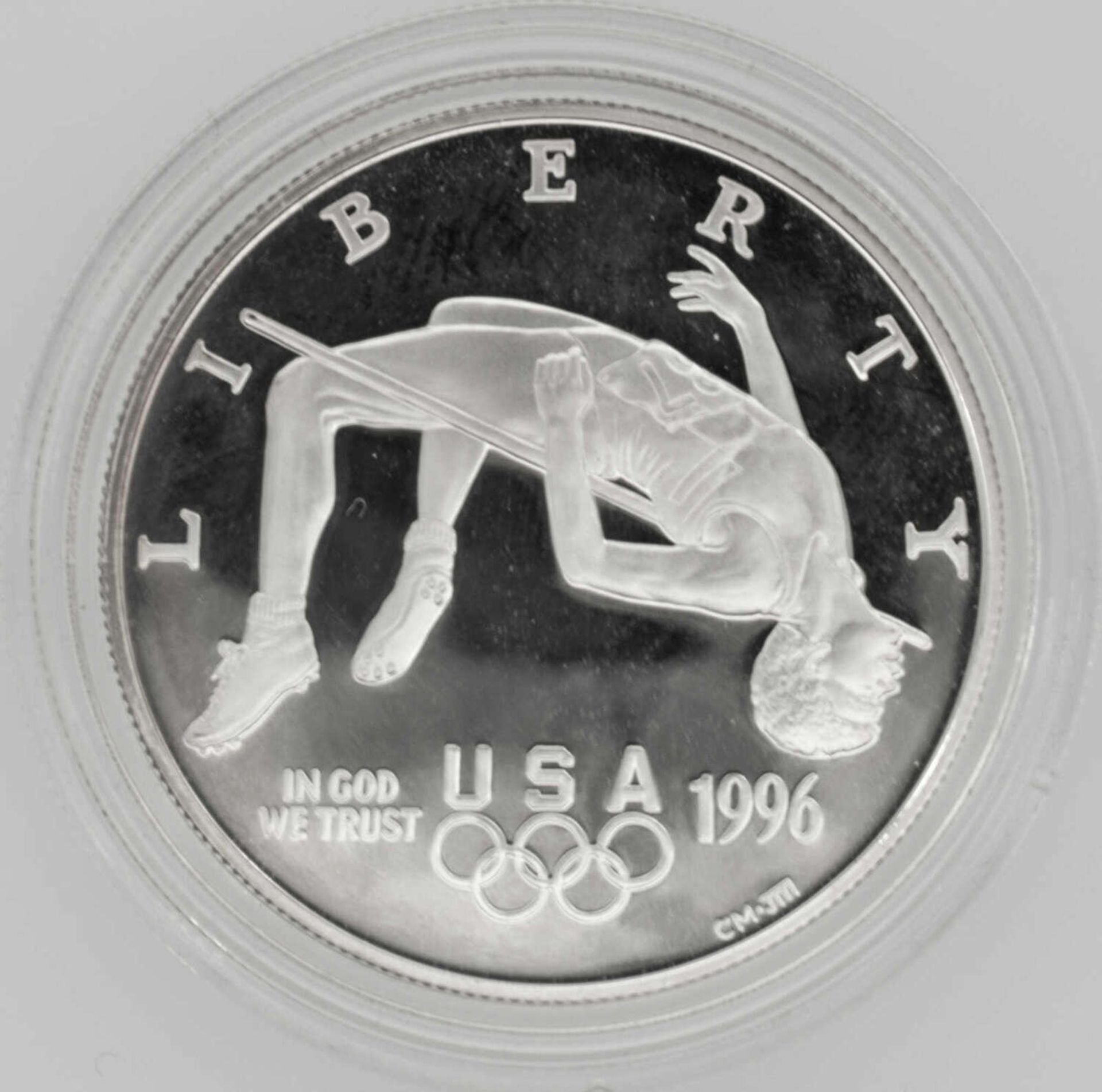 Olympische Spiele USA, 1 Dollar, 900/1000 Silber. Hochsprung. Mit Zertifikat.Olympic Games USA, $ 1 - Bild 2 aus 3