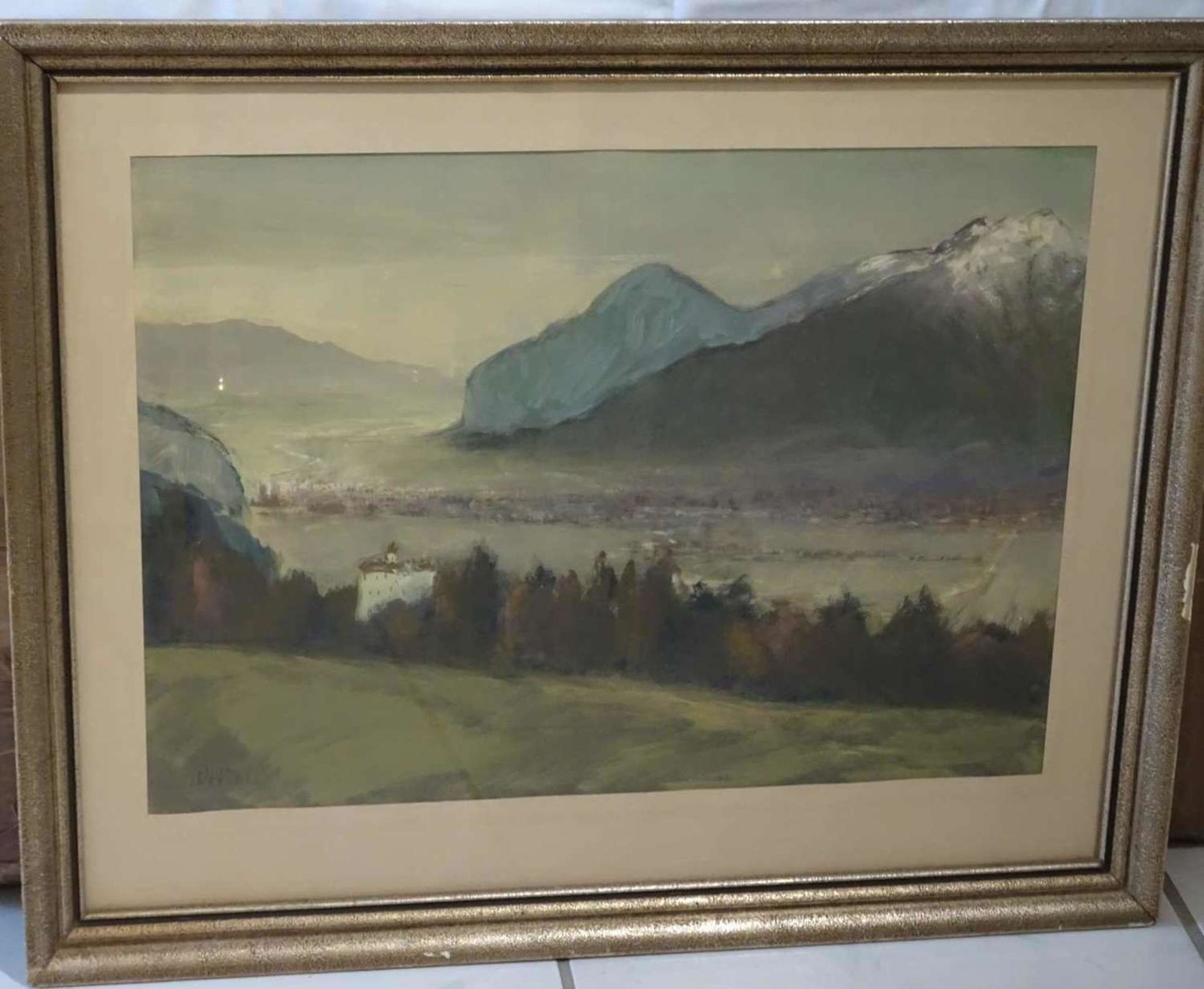 Raimund Wörle (1896-1979), Ölgemälde auf Papier (Öltempera) "Innsbruck", links unten Signatur R