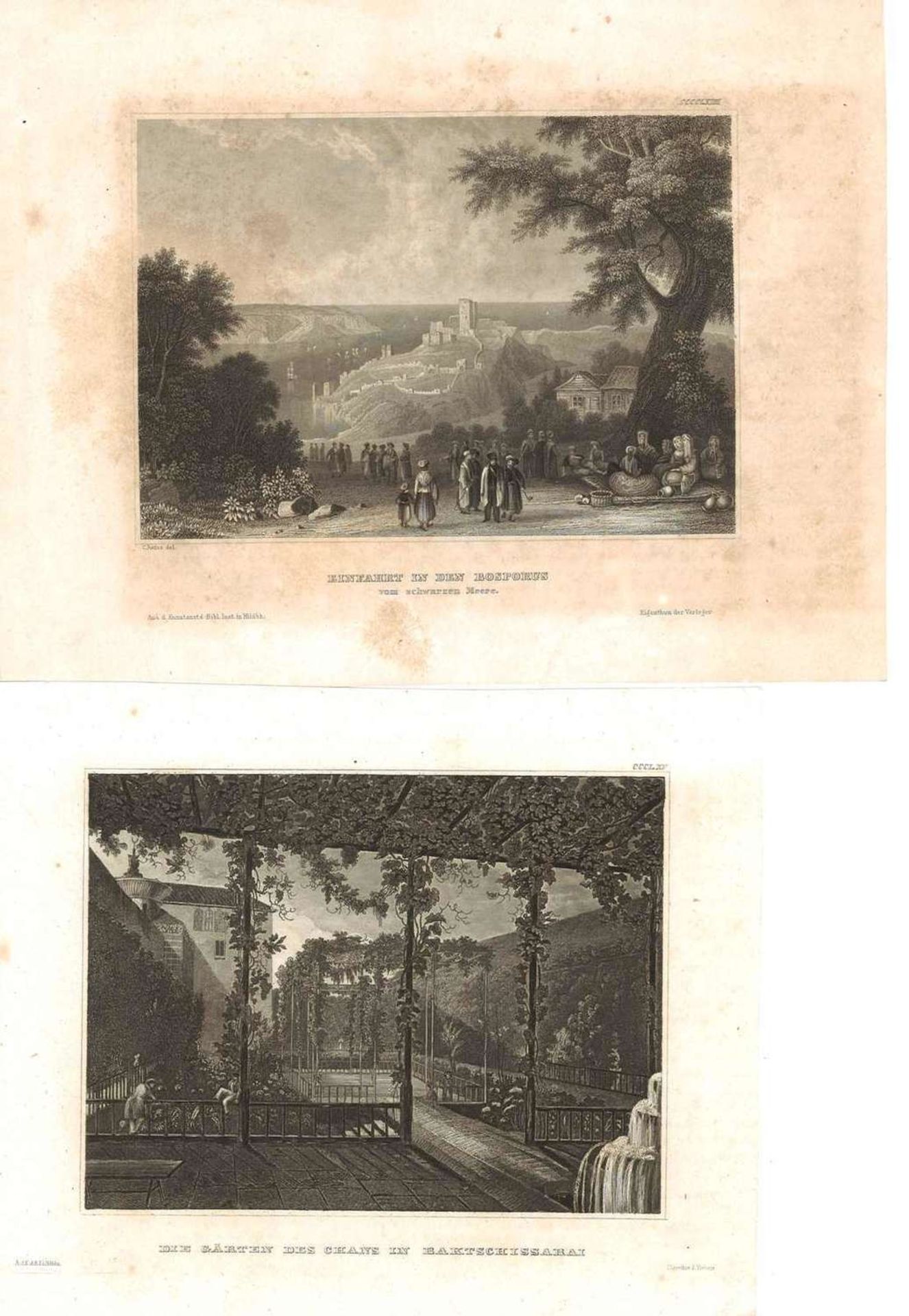 Lot Stiche & Landkarten, meist Bosphorus, Constantinople, etc. Interessantes Los.Lot engravings & m - Image 4 of 5