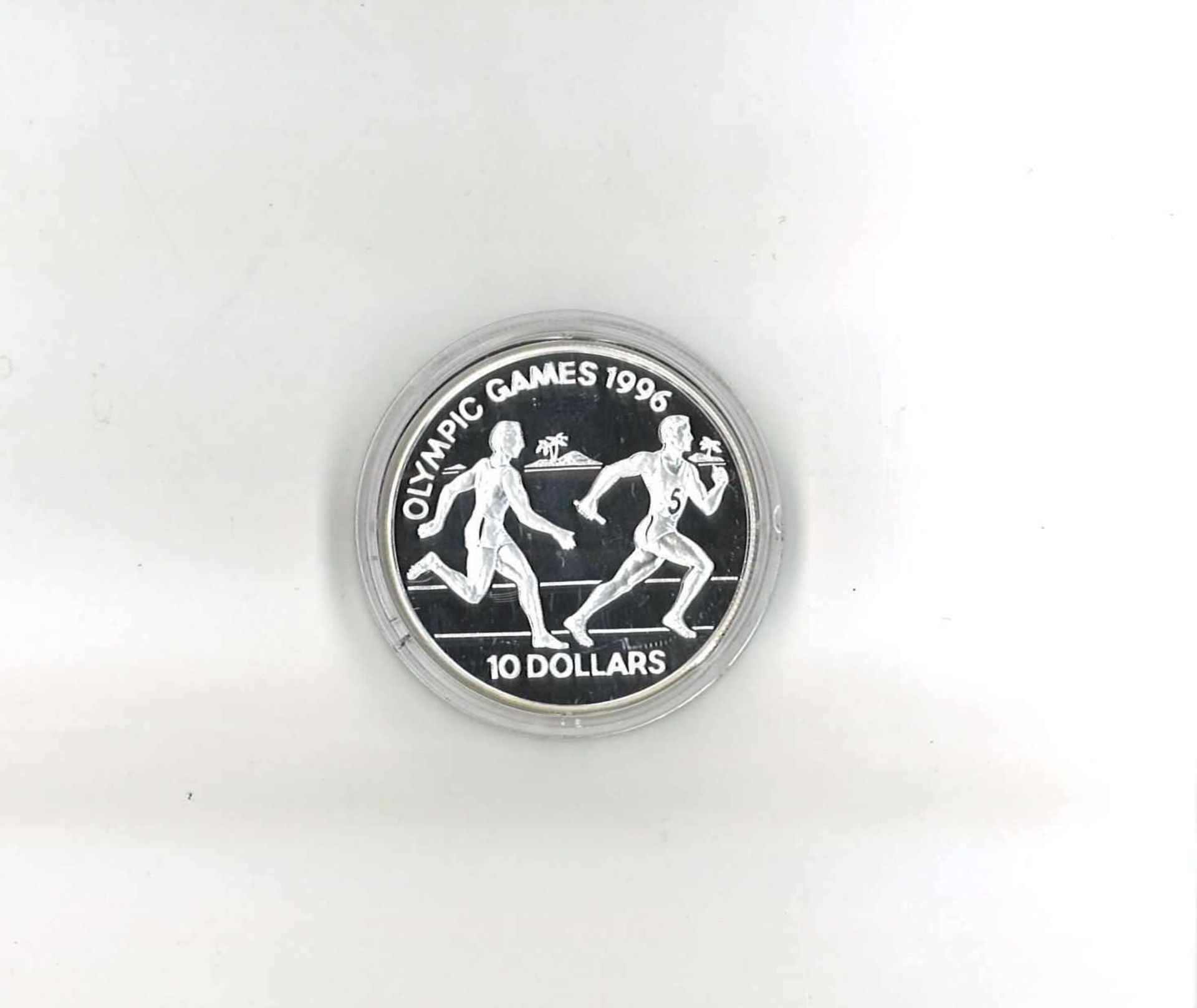 Olympische Spiele Solomon-Inseln, 10 Dollars, 925/1000 Silber, Staffellauf. Mit Zertifikat.Olympic - Image 2 of 2