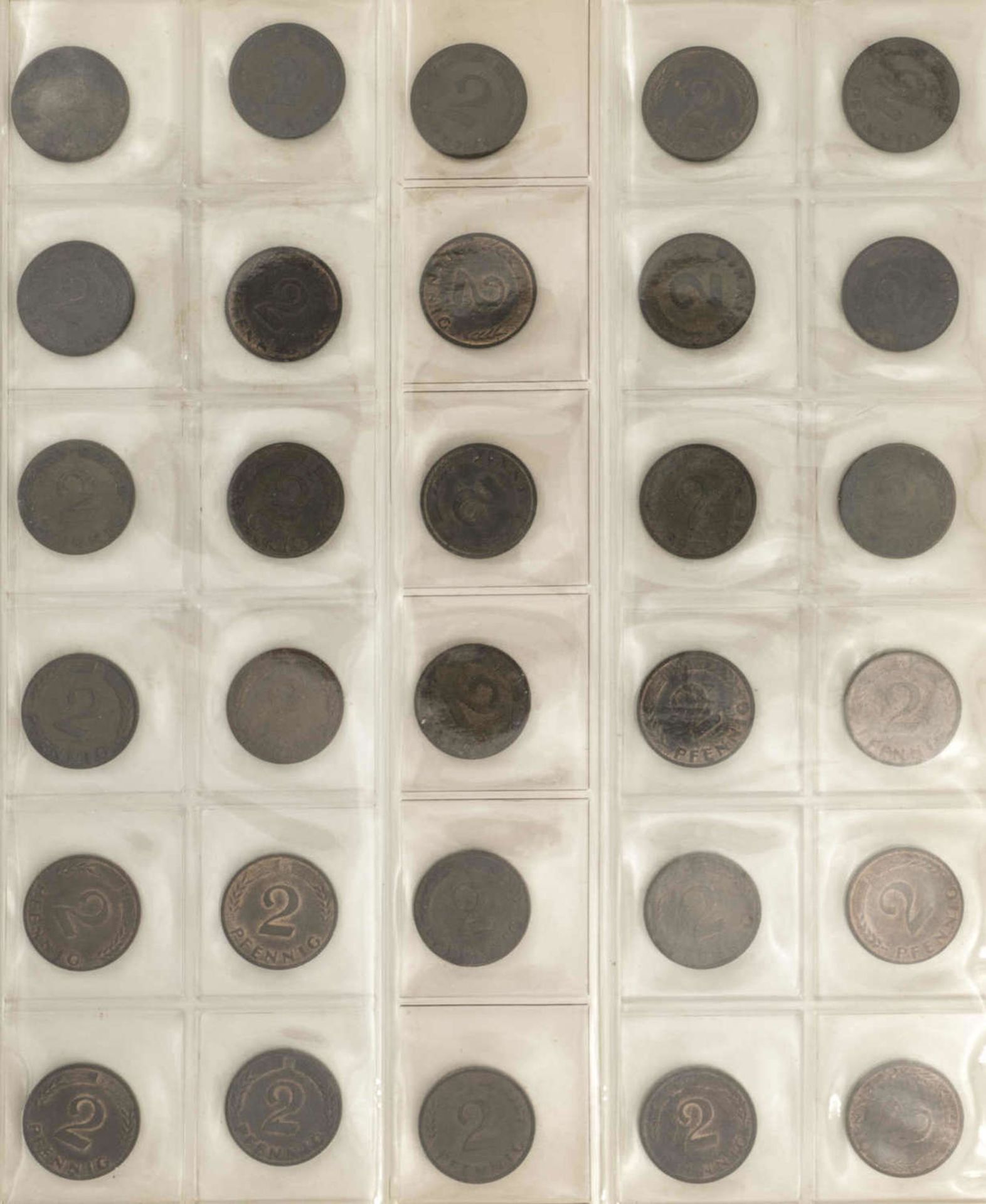 BRD Sammlung 1 Pfennig und 2 Pfennig - Münzen. Dabei: 1 Pfennig: 1948 - 50 DFGJ, 1966 - 85 DFGJ, 1 - Image 2 of 6