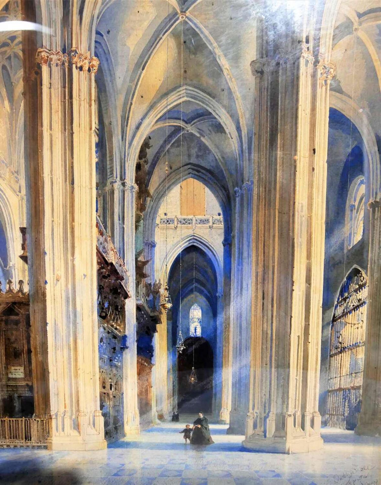 Friedrich Eibner (1825-1877), großes Aquarell auf Papier. Hinter Glas gerahmt. "Cathedrale von - Image 2 of 3