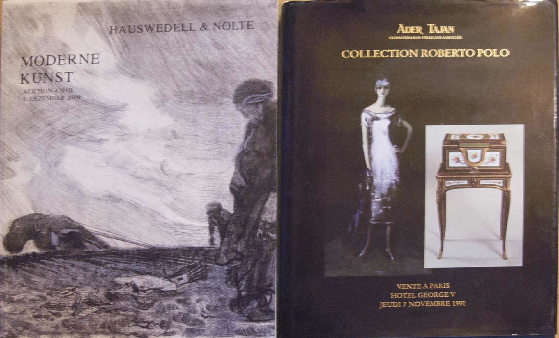 Zwei Kunst-Auktionskataloge: 1. Ader Tajan, Collection Roberto Polo 1991 und 2. Hauswedell & Nolte,