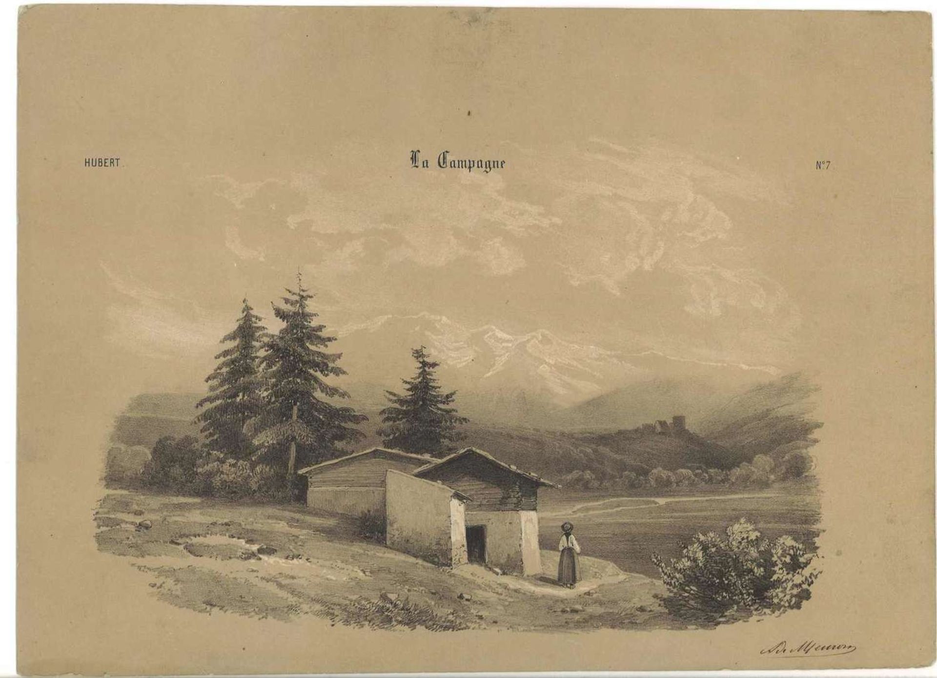Aglaé Meuron (1836-1925), "La Champagne". Rechts unten signiert. Maße: Höhe ca. 22,5 cm, Länge ca.