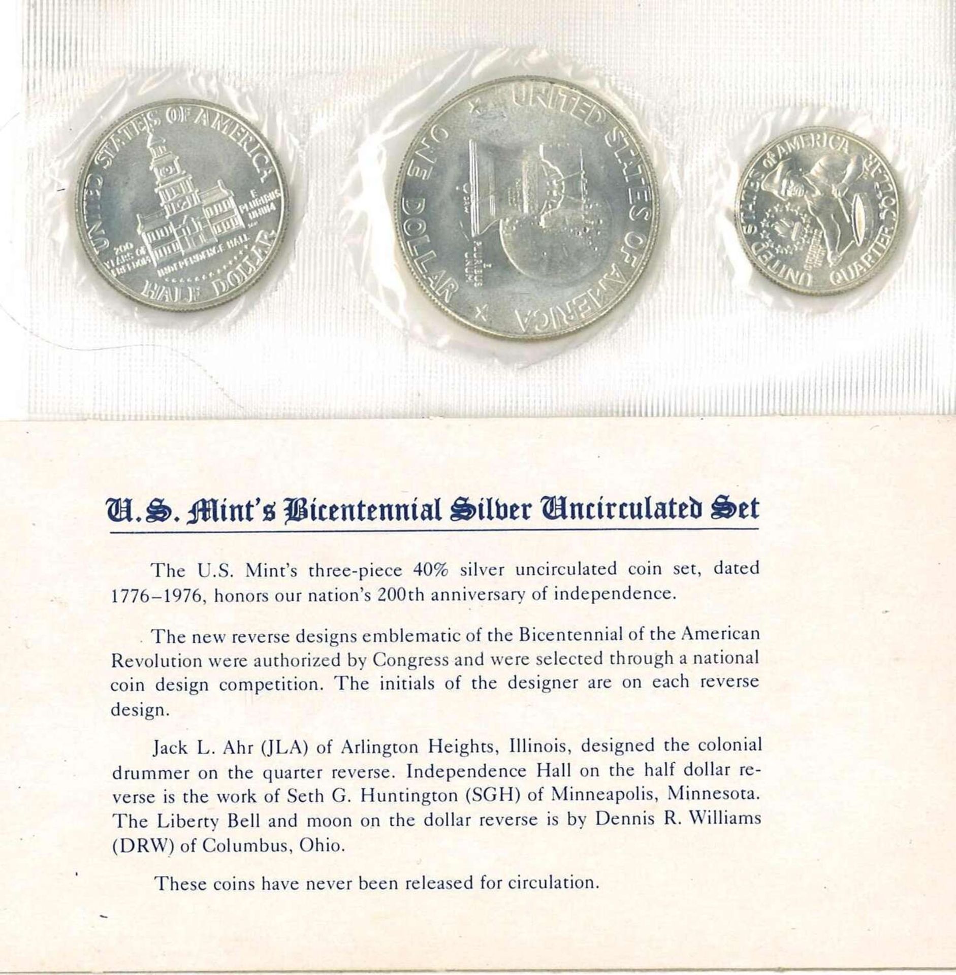 United States Bicentennial Silver Uncirculated Set 1776 - 1976, Gedenkmünzen Münzen Dollar. - Bild 4 aus 4