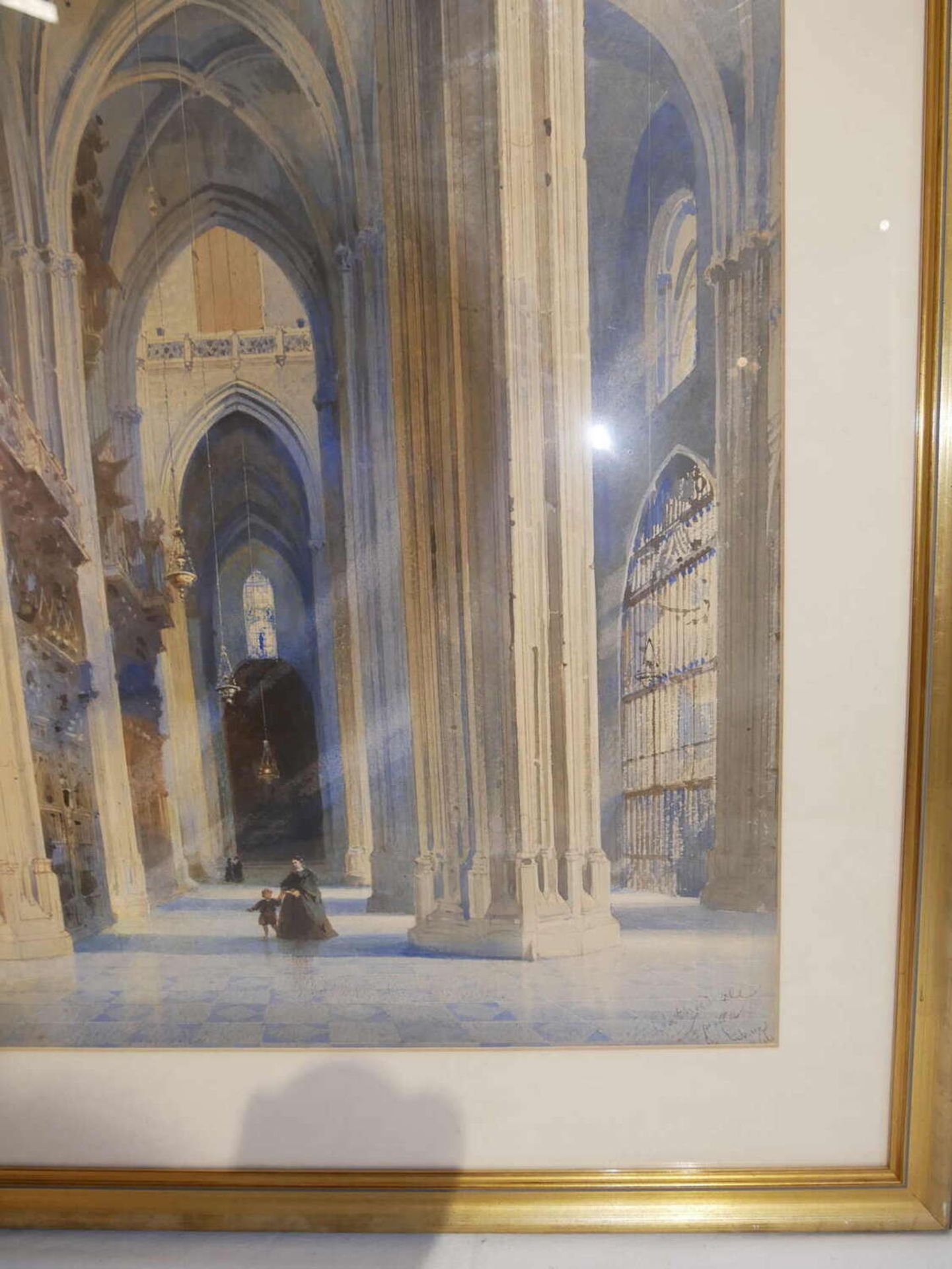 Friedrich Eibner (1825-1877), großes Aquarell auf Papier. Hinter Glas gerahmt. "Cathedrale von - Image 3 of 3