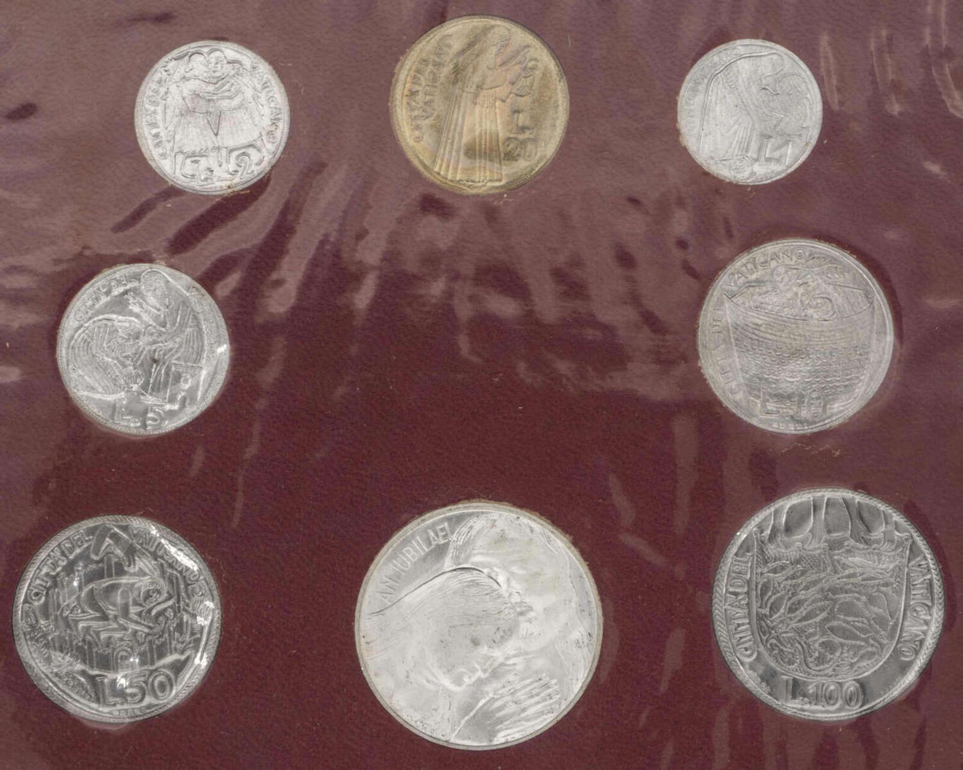 Vatikan 1975, Kursmünzensatz "Pail VI.". Stgl. Vatican 1975, coin set "Paul VI". BU. - Bild 2 aus 2