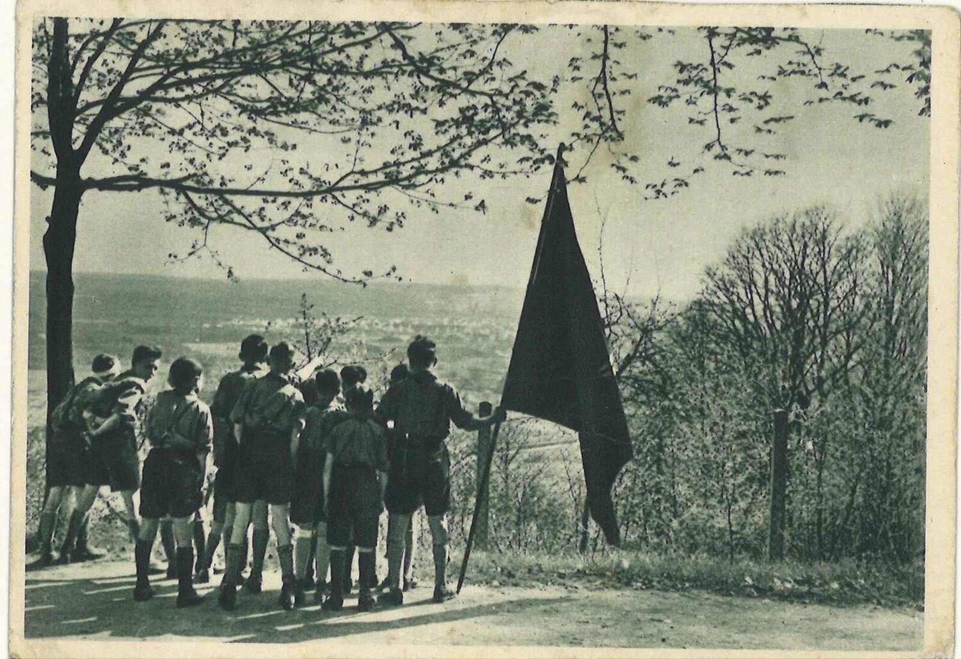 Drittes Reich 1938, Propaganda - Karte "Pimpfe unter sich", gelaufen. Mit Eckmängeln. Third Reich