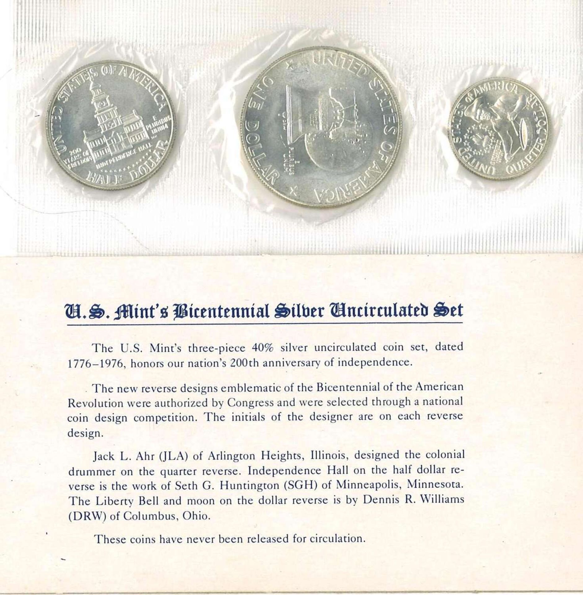 United States Bicentennial Silver Uncirculated Set 1776 - 1976, Gedenkmünzen Münzen Dollar.