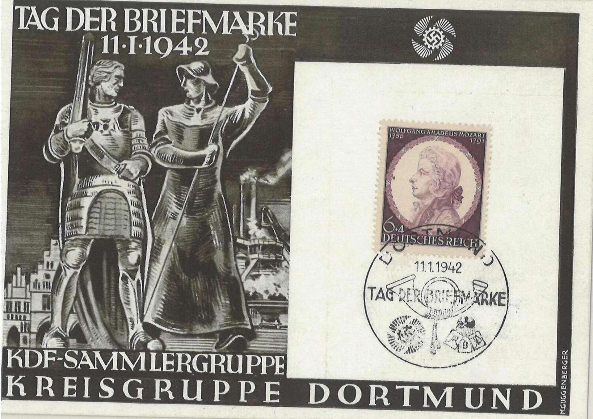 Drittes Reich 1942, Mi. - Nr. 810 auf Anlass - Karte "Tag der Briefmarke 11.1.1942". KDF -