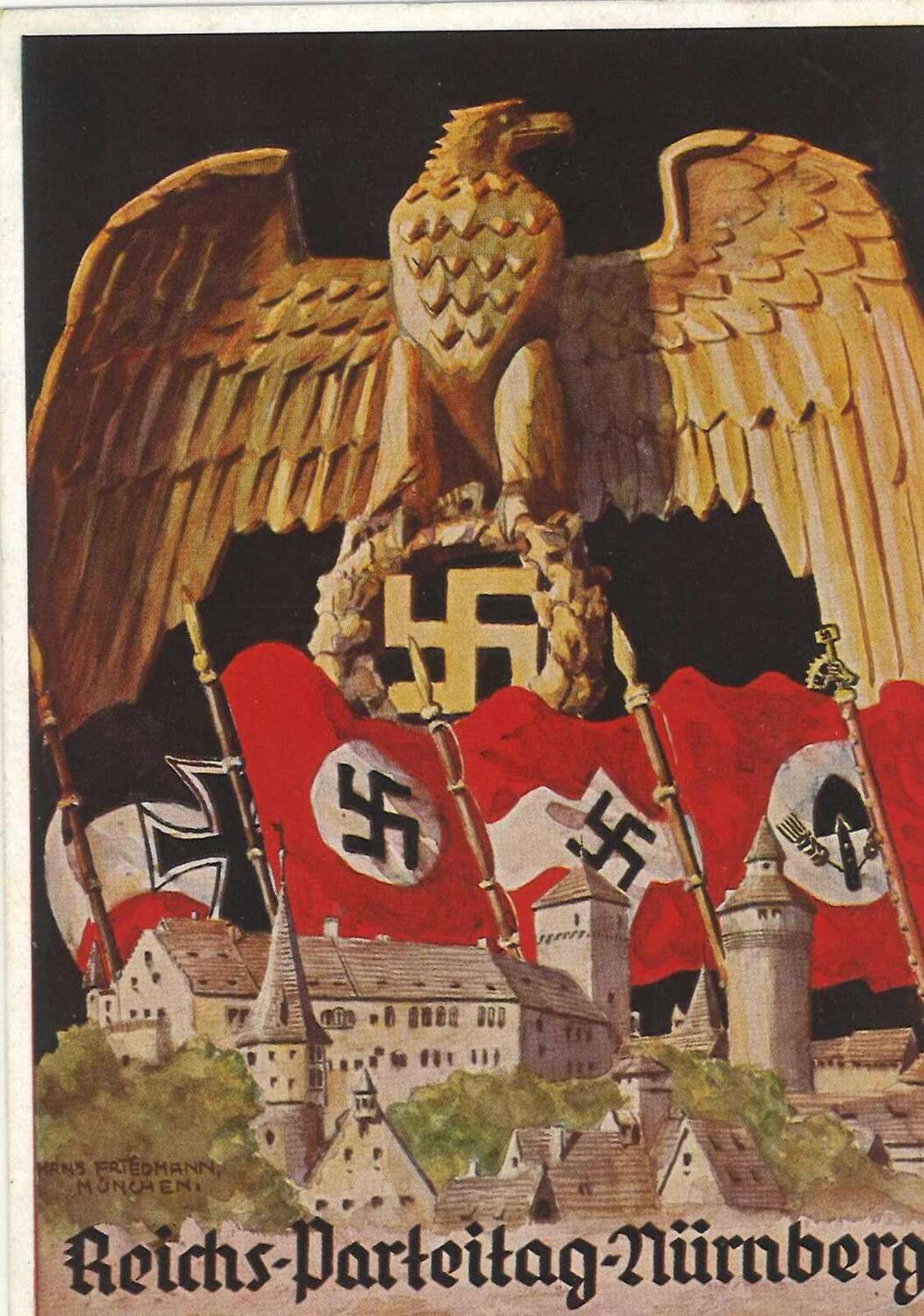 Postkarte Reichs-Parteitag Nürnberg, gelaufen Postcard Reich Party Congress Nuremberg, used