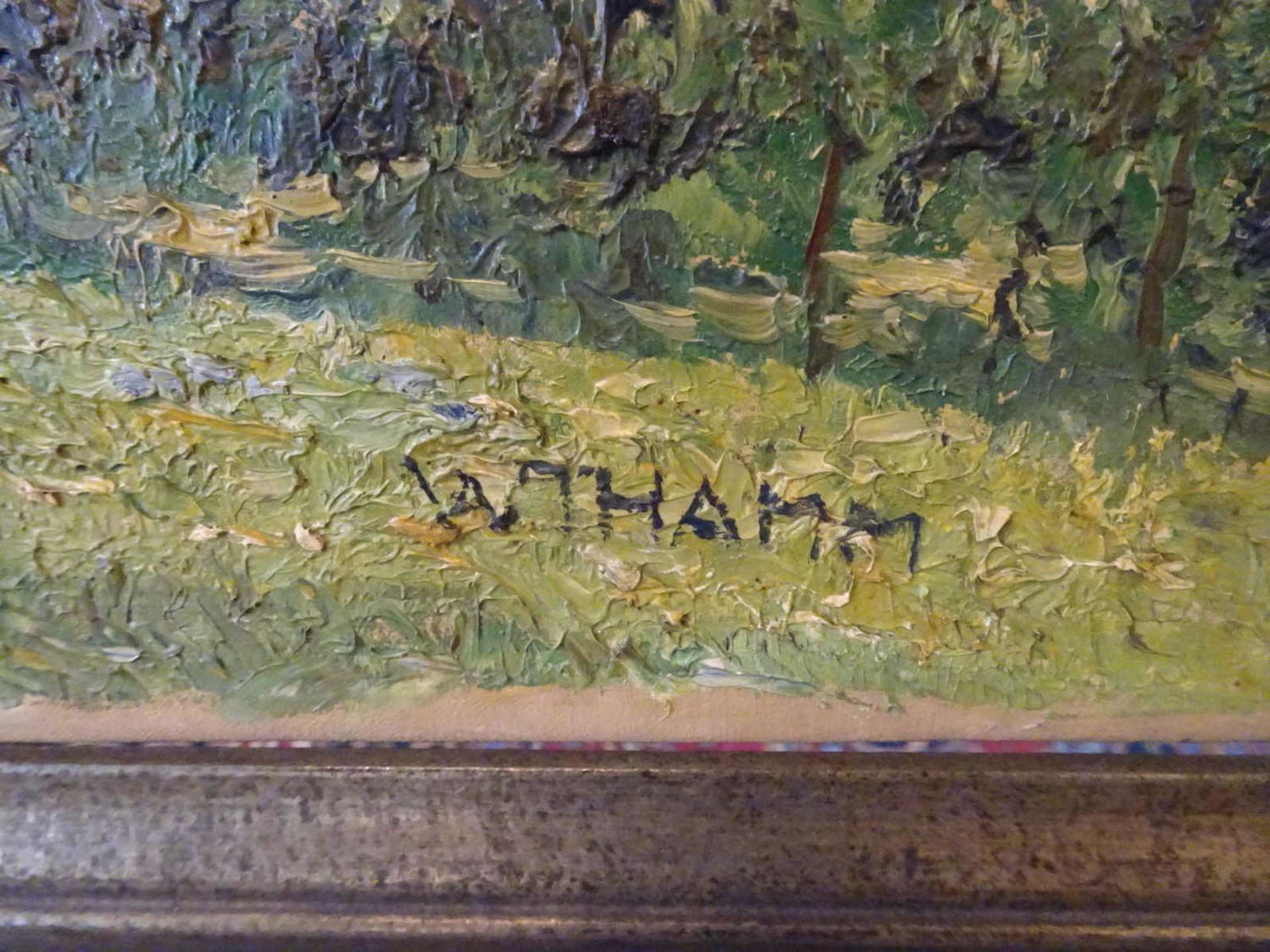 Walter Thamm (1885-1938), Ölgemälde auf Leinwand "Bauernhof im Hochgebirge", signiert. Im altem - Bild 2 aus 3