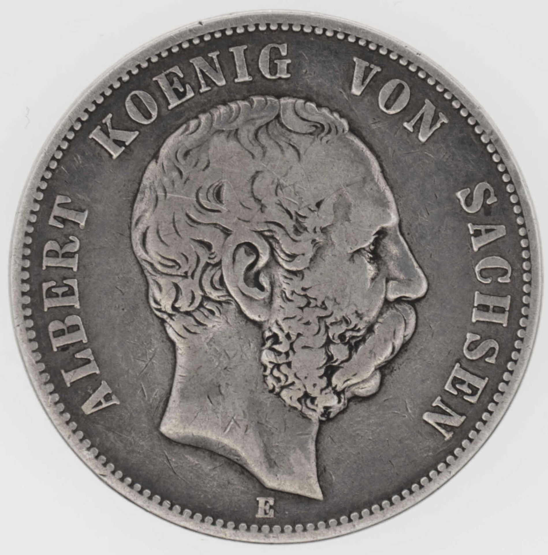 Deutsches Kaiserreich Sachsen 1875 E, 5.- Mark - Silbermünze "Albert - Koenig von Sachsen".