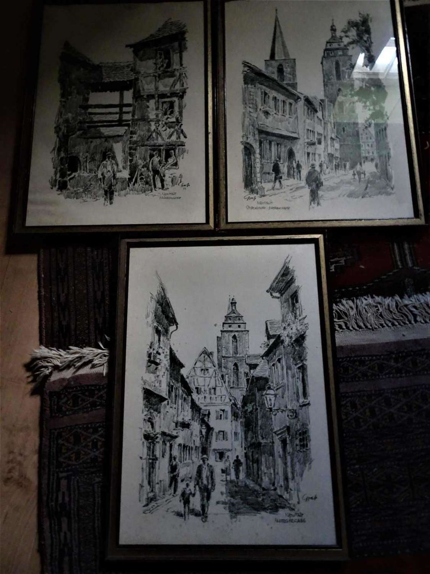 3 Lithographie - Druckgraphik Karl Graf (1902-1986), dabei Neustadt Metzgergasse, Neustadt