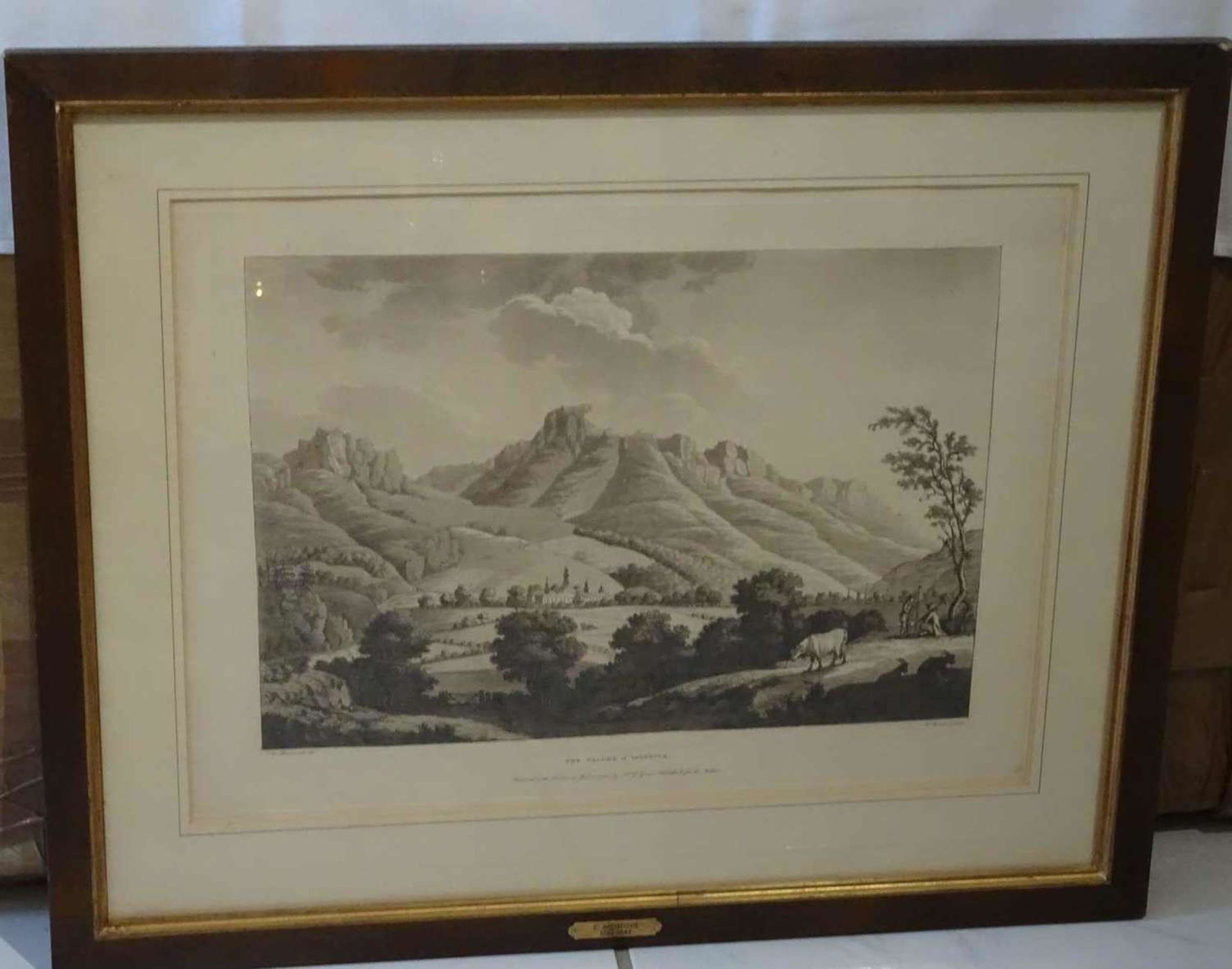 Cornelis Apostool (1762-1844), Radierung "The Valley of Inspruck", aufwendig hinter Glas gerahmt.