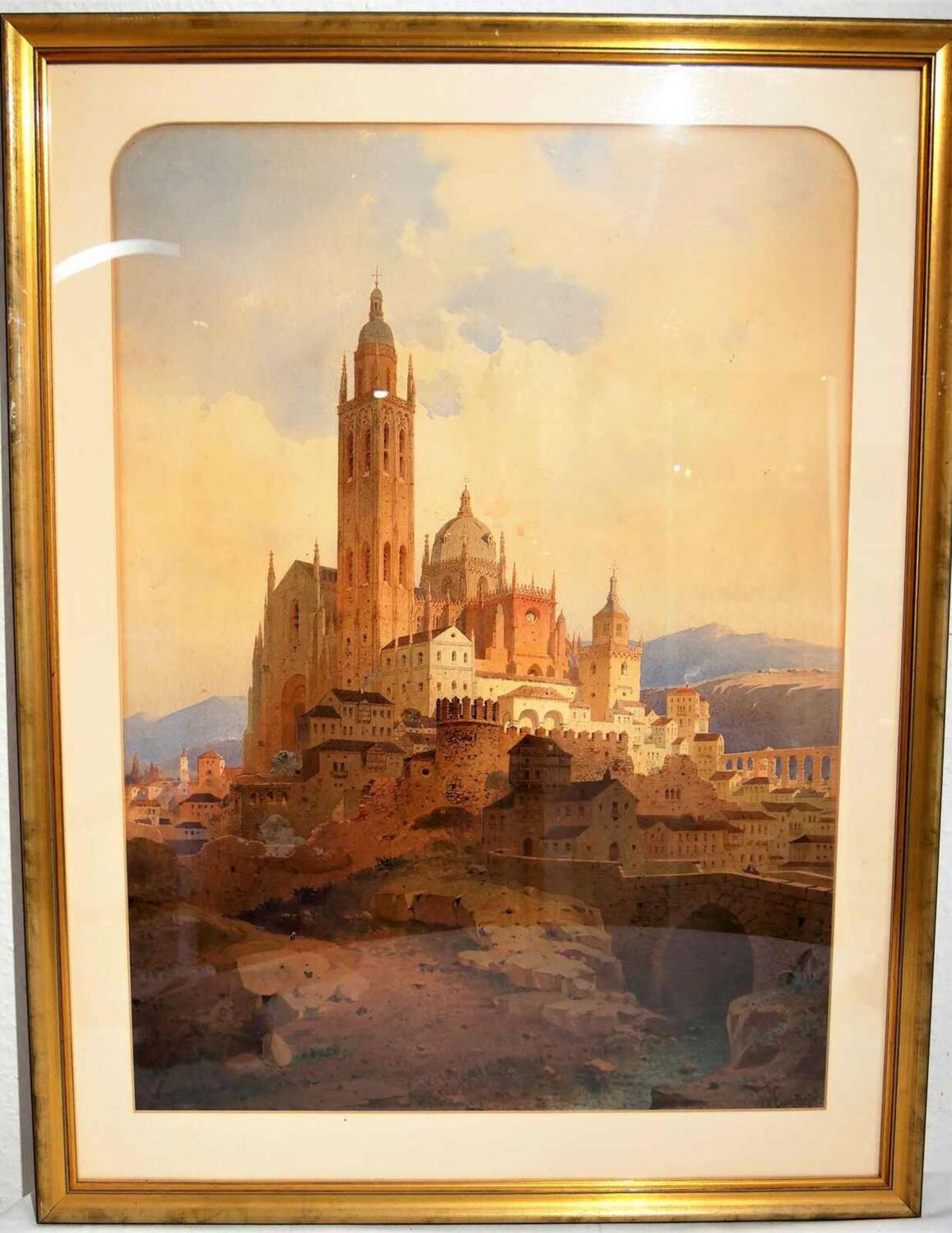 Friedrich Eibner (1825-1877), großes Aquarell auf Papier. Hinter Glas gerahmt. "Cathedrale in - Image 3 of 4