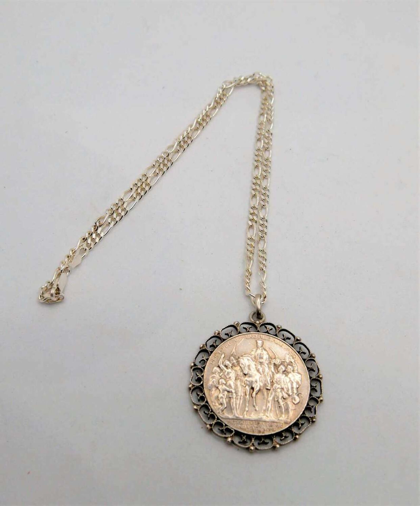 Münze Kaiserreich, gefaßt, an 925er Silberkette Empire coin, set, on 925 silver chain