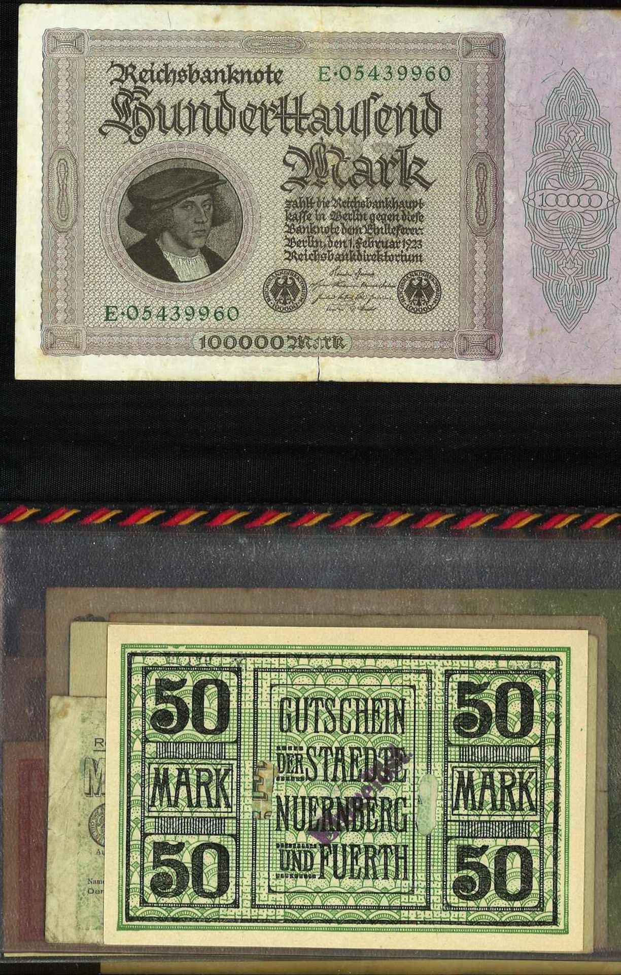 Lot Banknoten in der Mappe, meist Deutschland. 25 Scheine, verschiedene Erhaltungen.Lot of banknote