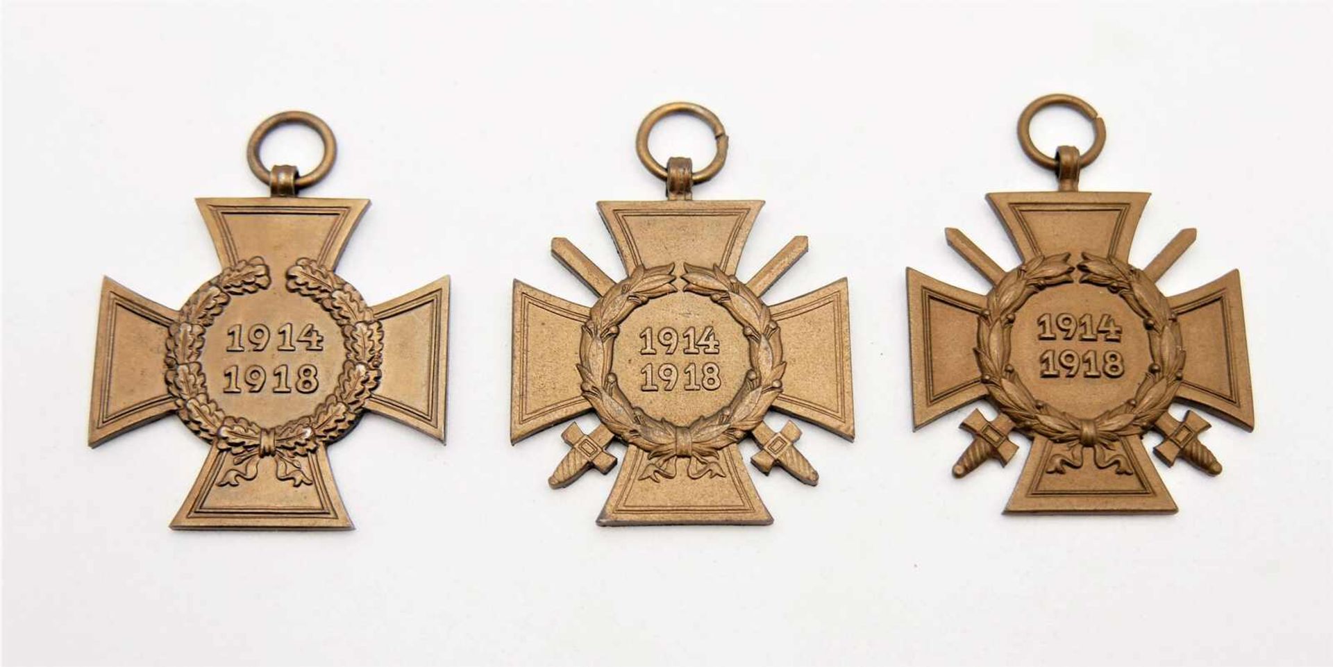 1. Weltkrieg, 3x Deutsches Ehrenkreuz für FrontkämpferWorld War 1, 3x German Cross of Honor for f