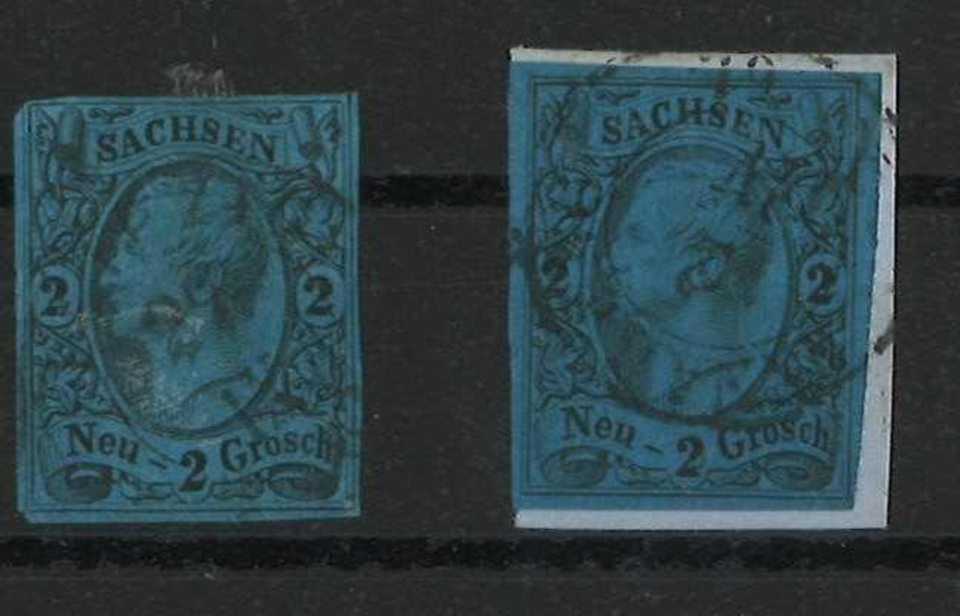 Sachsen 1855/1856, Mir Nr. 10 a+c, gestempeltSaxony 1855/1856, Mir No. 10 a + c, stamped