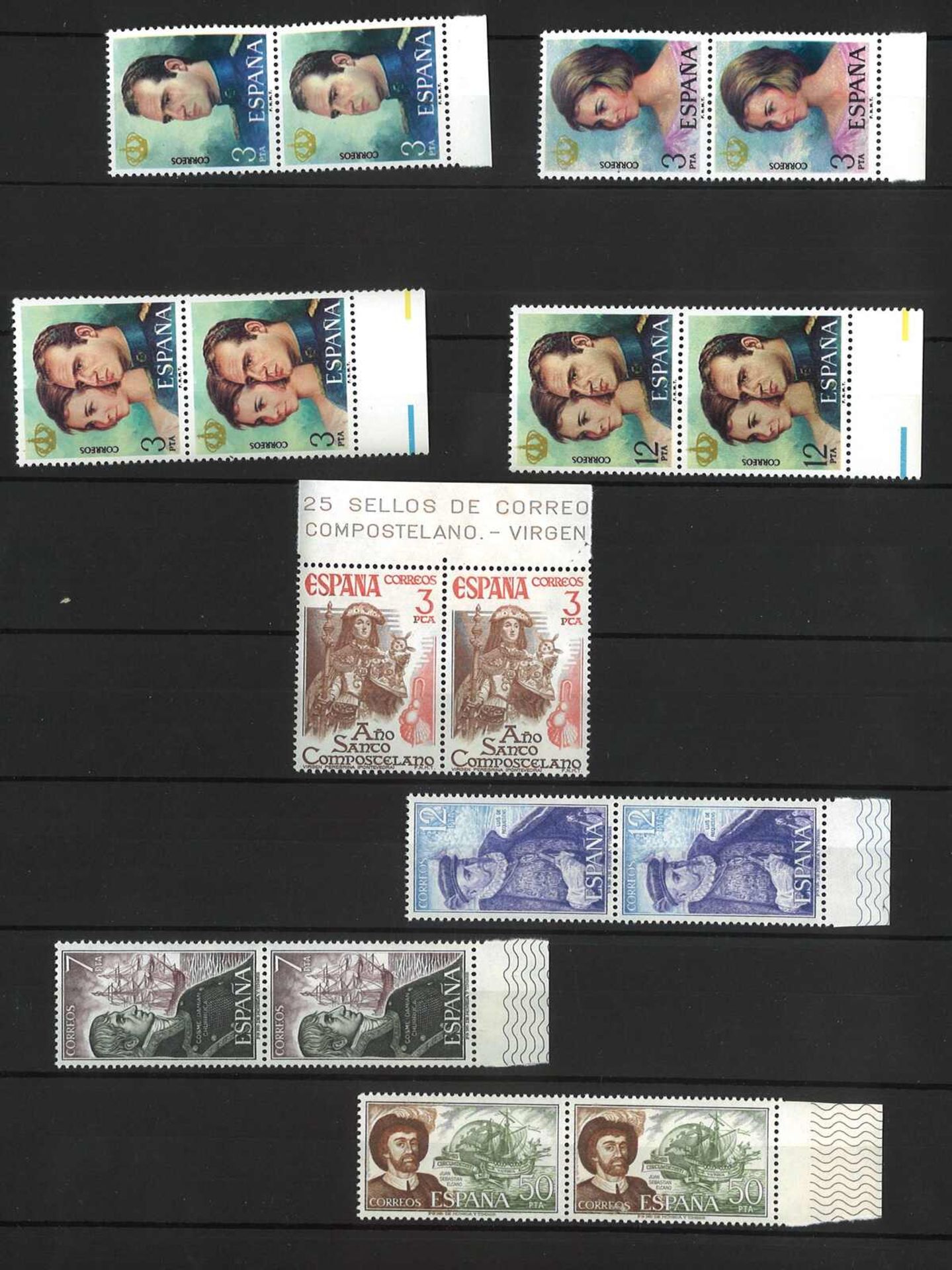 Spanien, postfrische Marken 1976-1985, meist in Paaren. Im Einsteckbuch.Spain, mint stamps 1976-198