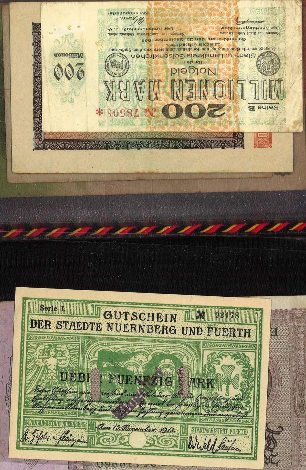 Lot Banknoten in der Mappe, meist Deutschland. 25 Scheine, verschiedene Erhaltungen.Lot of banknote - Image 2 of 3