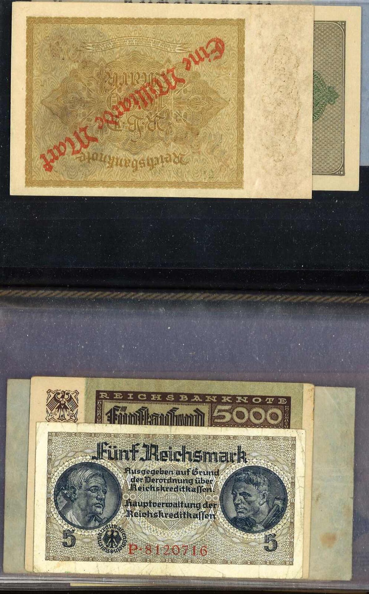 Lot Banknoten in der Mappe, meist Deutschland. 20 Scheine, verschiedene Erhaltungen.Lot of banknote